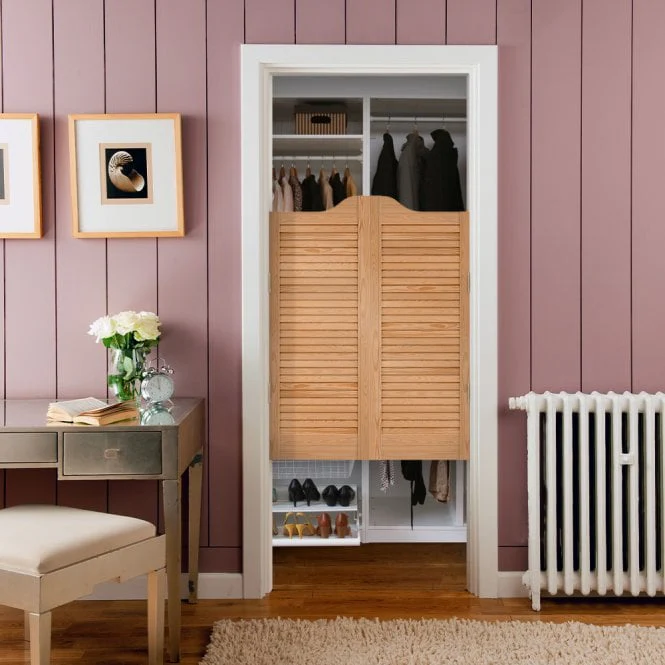 28mm Internal Clear Pine Cafe Style Ranch Louvre Door Pair