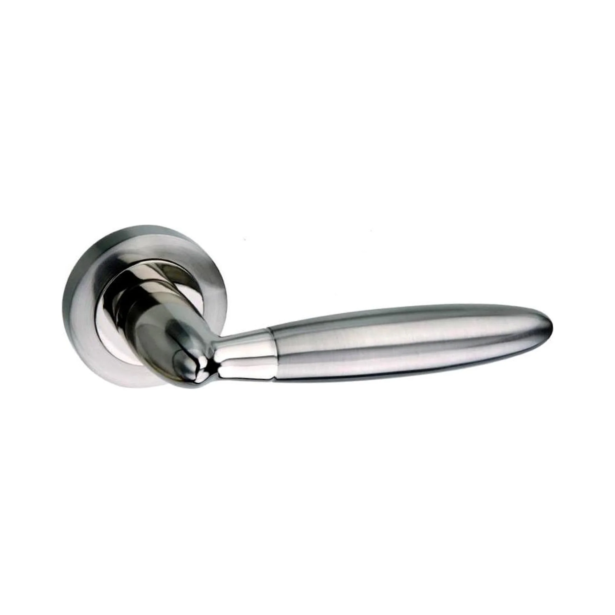 Mediterranean Gibraltar Round Lever Door Handle - Satin Nickel and Polished Nickel