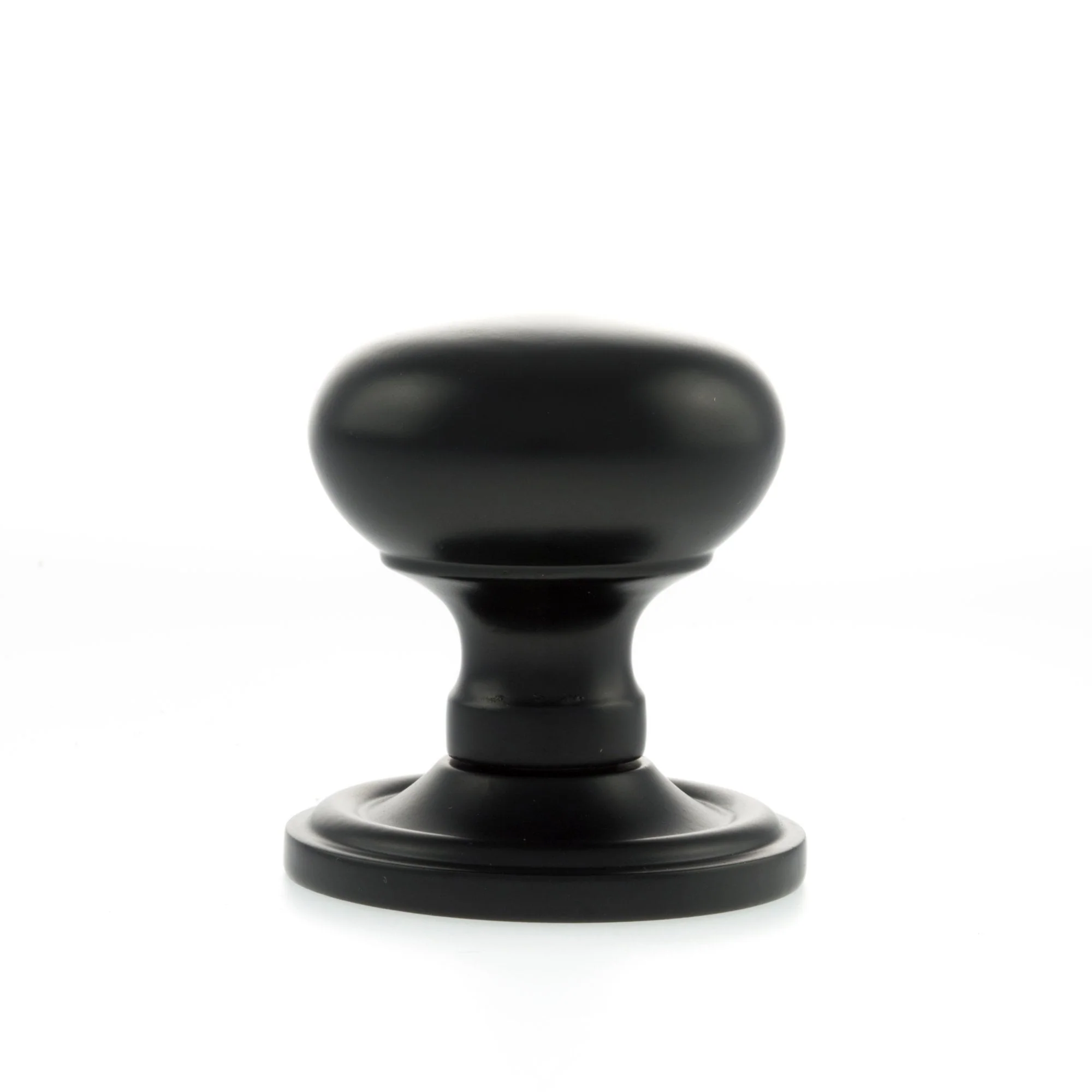 Old English Harrogate Mushroom Round Mortice Door Knob - Matt Black