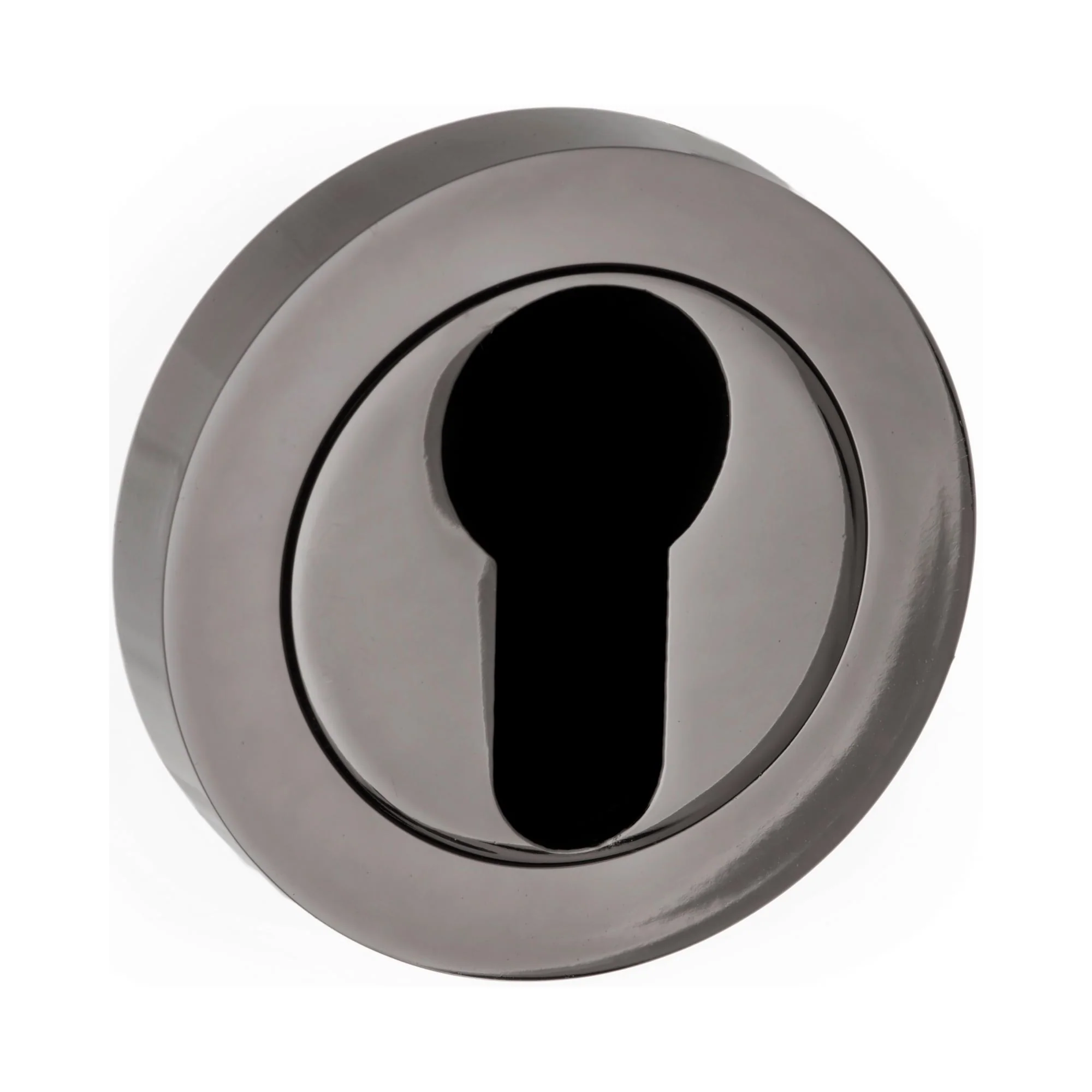 Status Round Euro Escutcheon Pair - Black Nickel