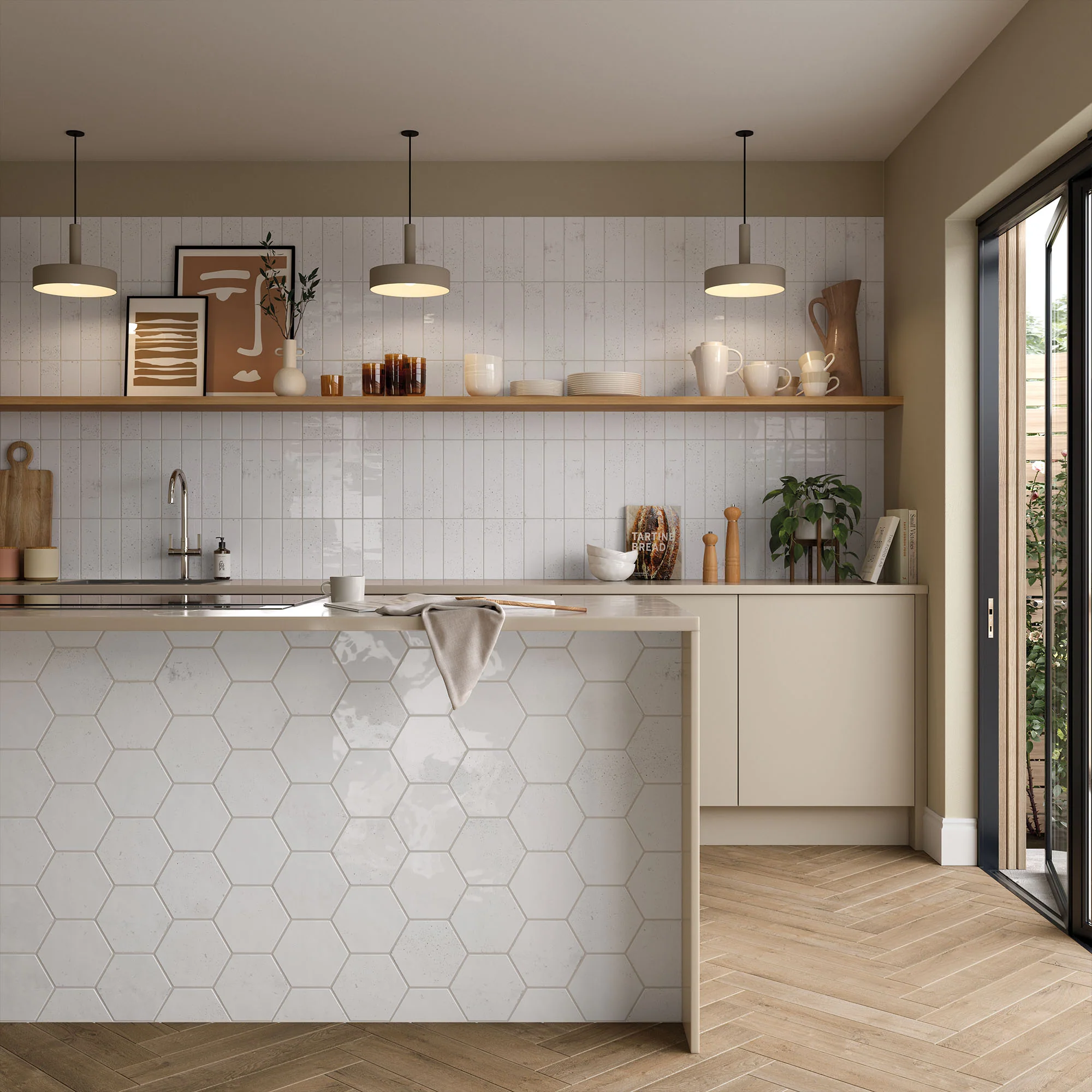 White Gloss - Aura Smooth Hexagon Ceramic Wall Tile - Image 3