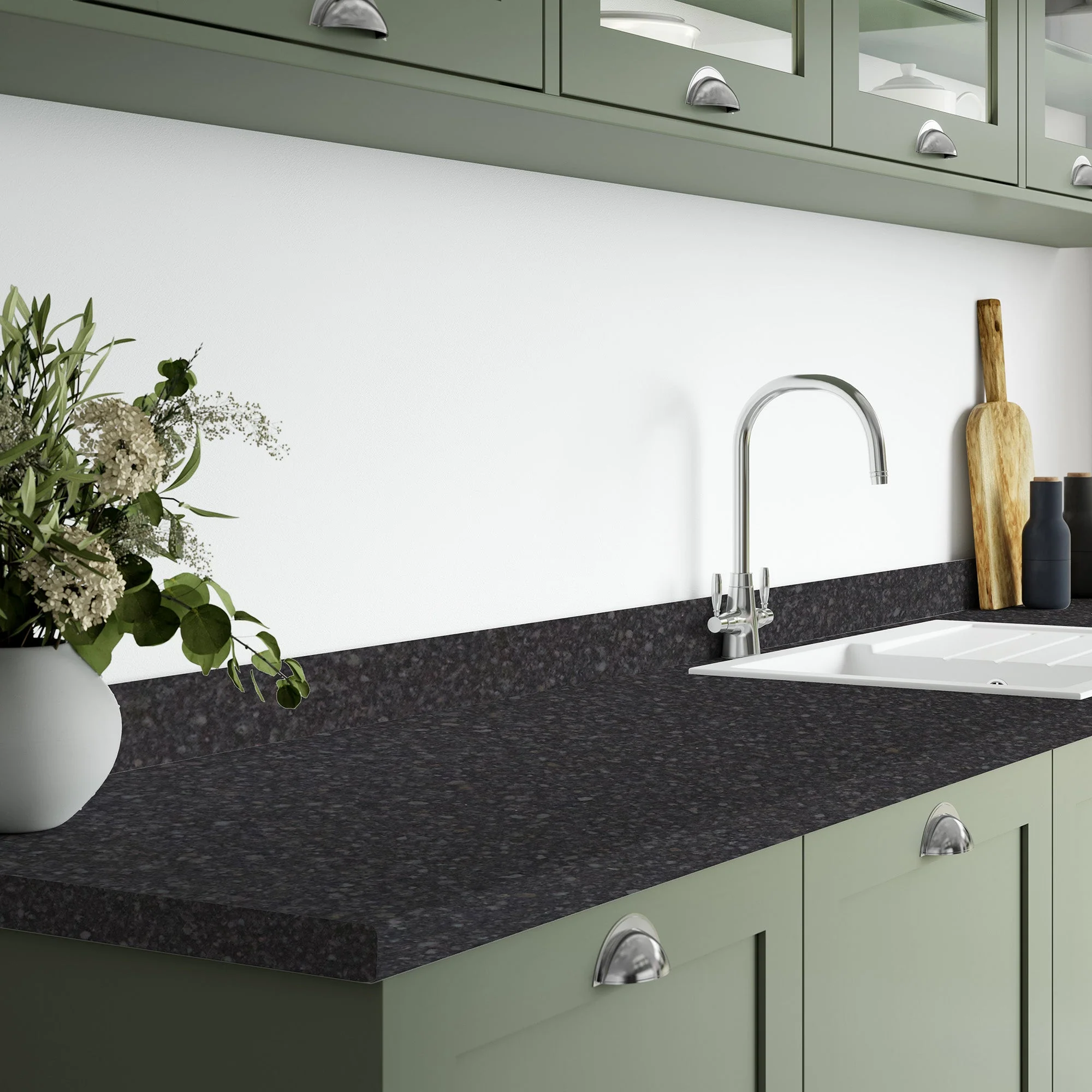 Black Atrium - Rounded Edge Laminate Worktop 3000mm x 600mm x 28mm - Image 2