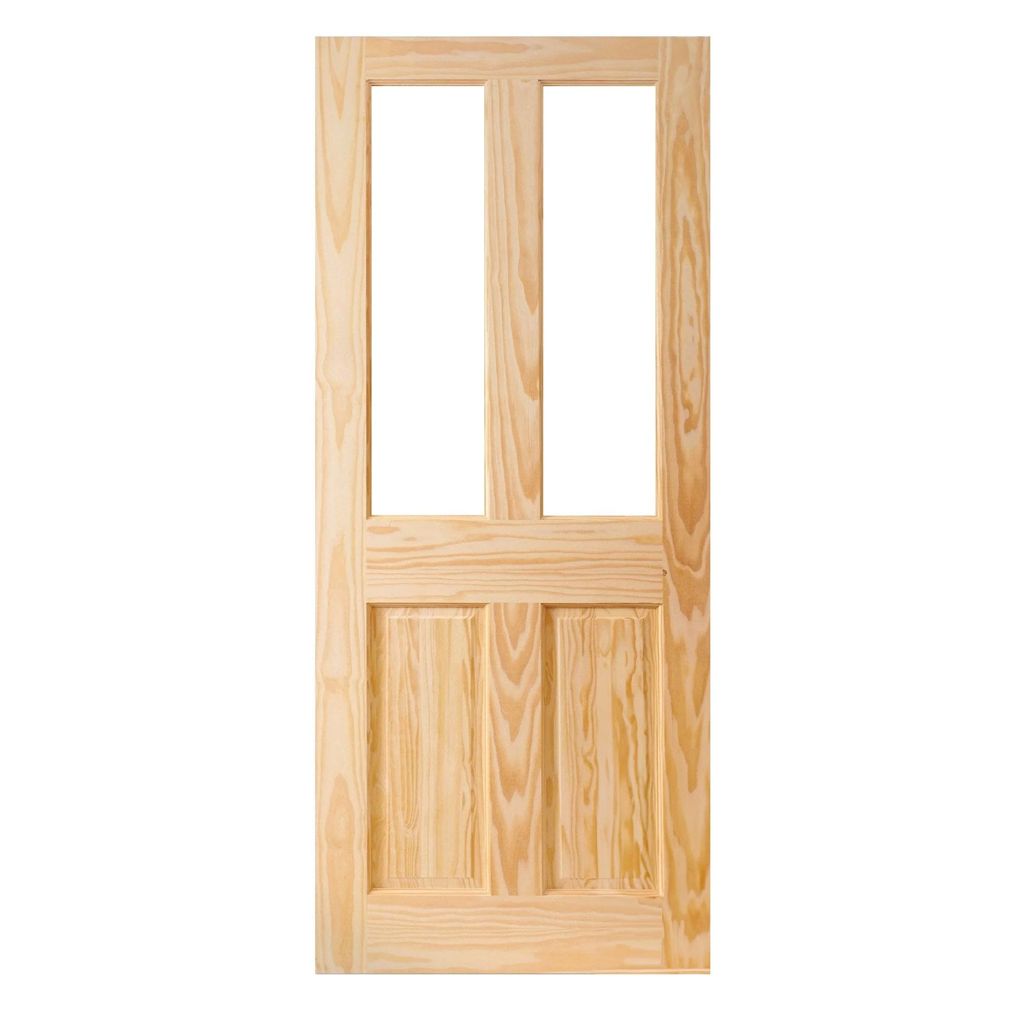 Clear Pine Internal Unfinished Malton 2 Panel 2 Light Clear Glass Door - Image 2