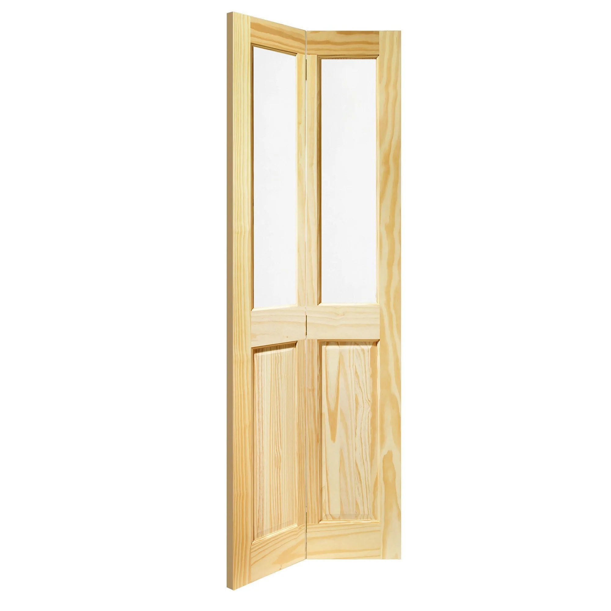 Clear Pine Internal Unfinished Malton 4 Panel 2 Light Clear Glass Bi-Fold Door (LDCP4PBFCG30) - Image 2