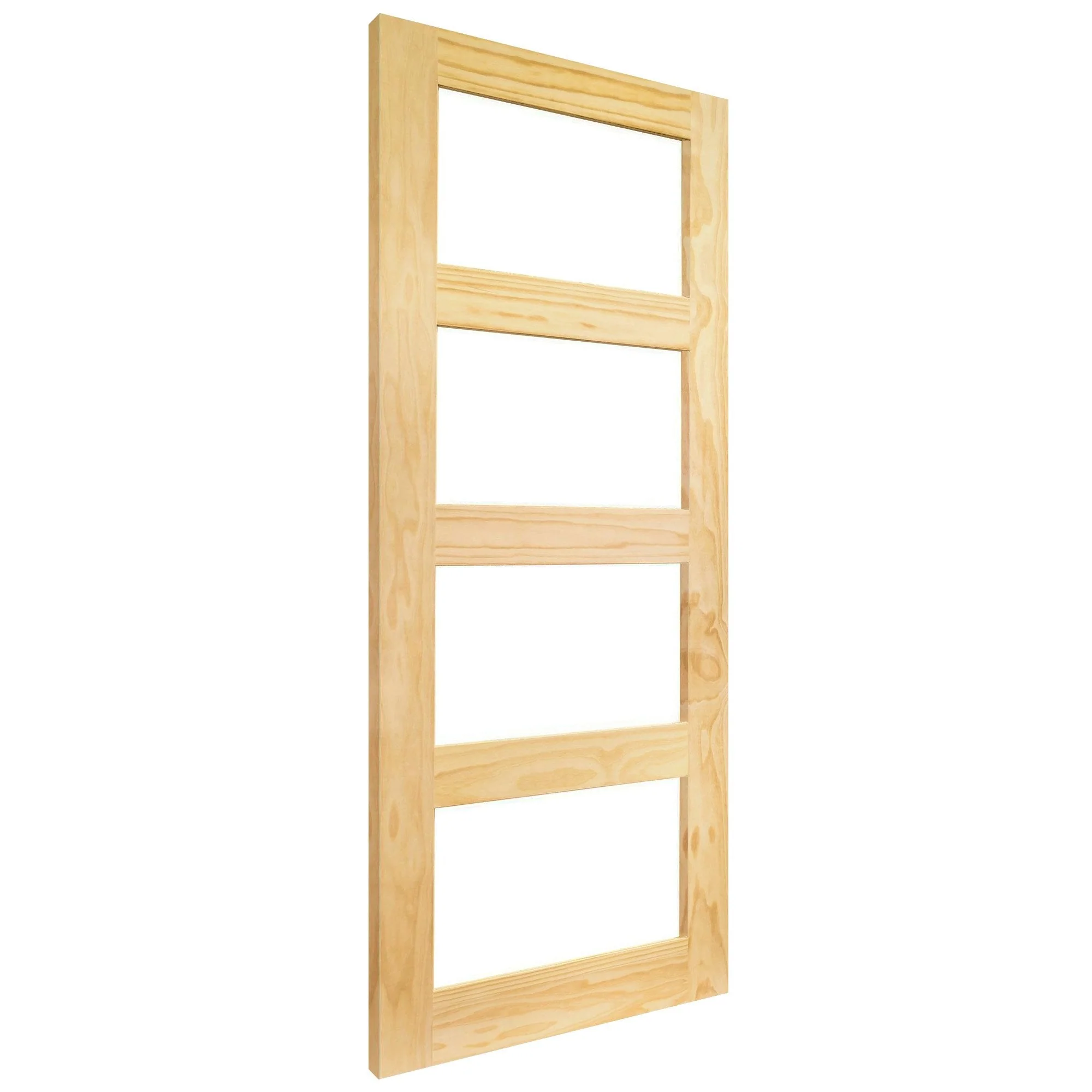 Clear Pine Internal Unfinished Shaker 4 Light Clear Glass Door - Image 2