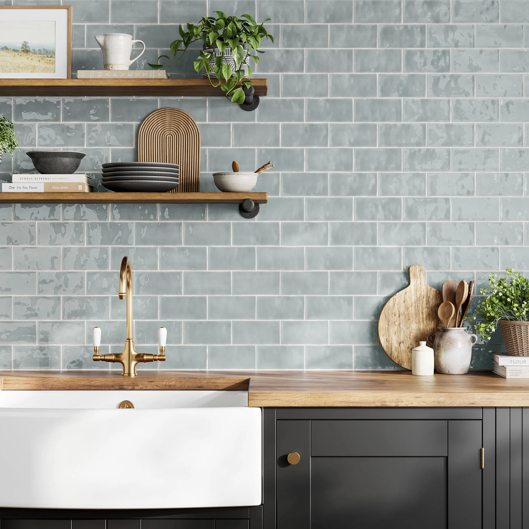 Duck Egg Gloss - Crafted Smooth Ceramic Wall Tile Sample - Image 2