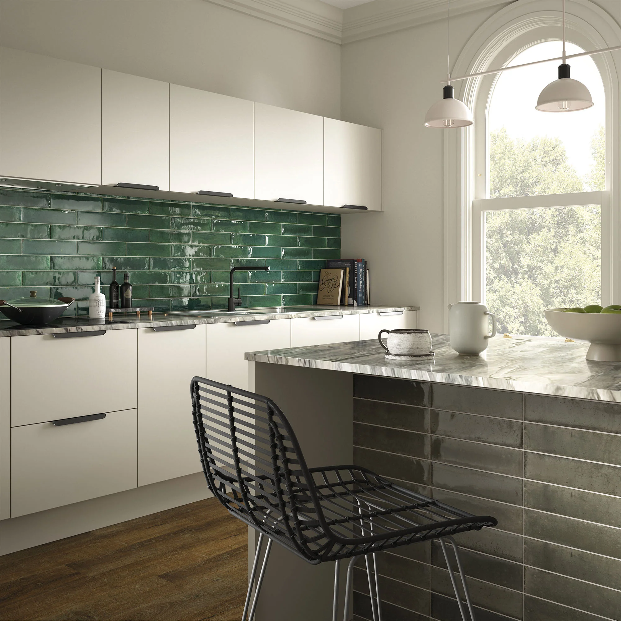 Green Gloss - Aura Smooth Ceramic Wall Tile Sample - Image 2