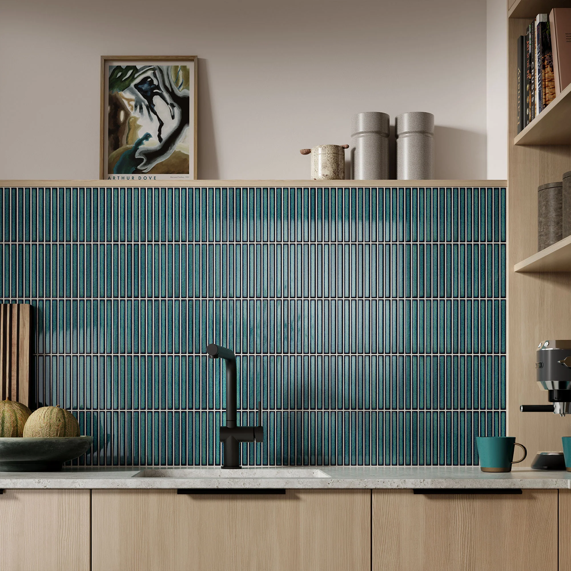 Green Gloss - Linear Smooth Mosaic Porcelain Wall Tile Sample - Image 2