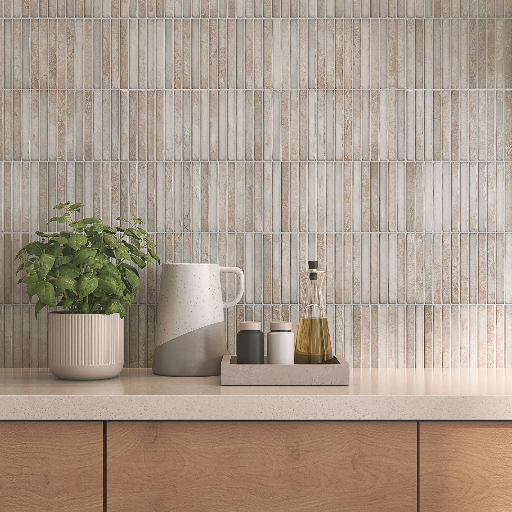 Grey Gloss - Elara Smooth Linear Ceramic Wall Tile Sample - Image 2