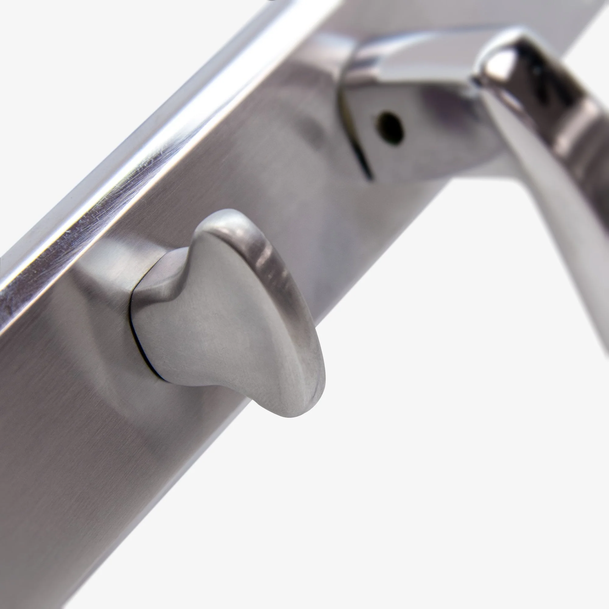 Deco Lever on Backplate Bathroom Door Handle Set - Polished Chrome / Satin Chrome - Image 2