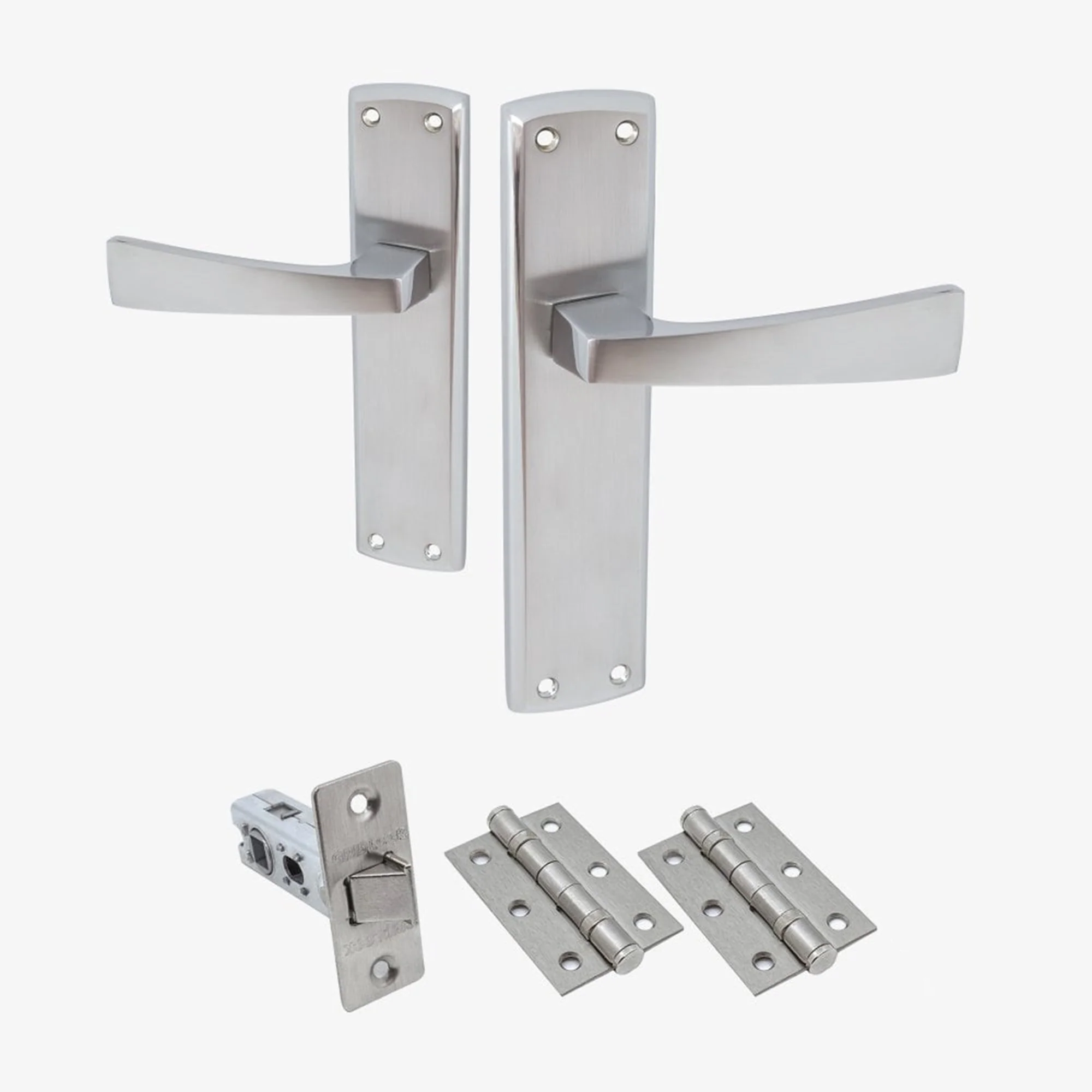 Ritz Lever on Backplate Fire Door Handle Set - Polished Chrome / Satin Chrome