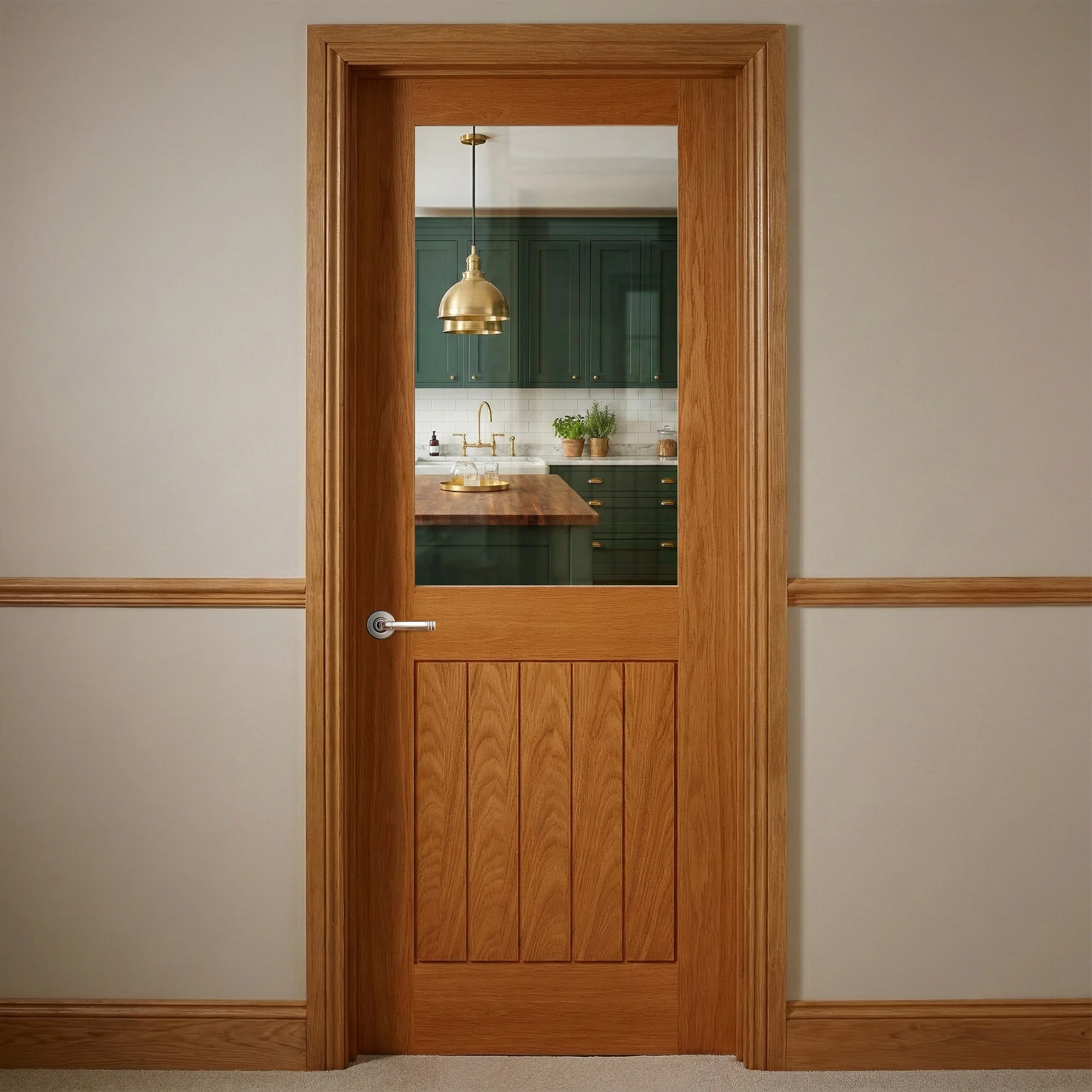 Oak Internal Fully Finished Farley Half Light Clear Glass Door