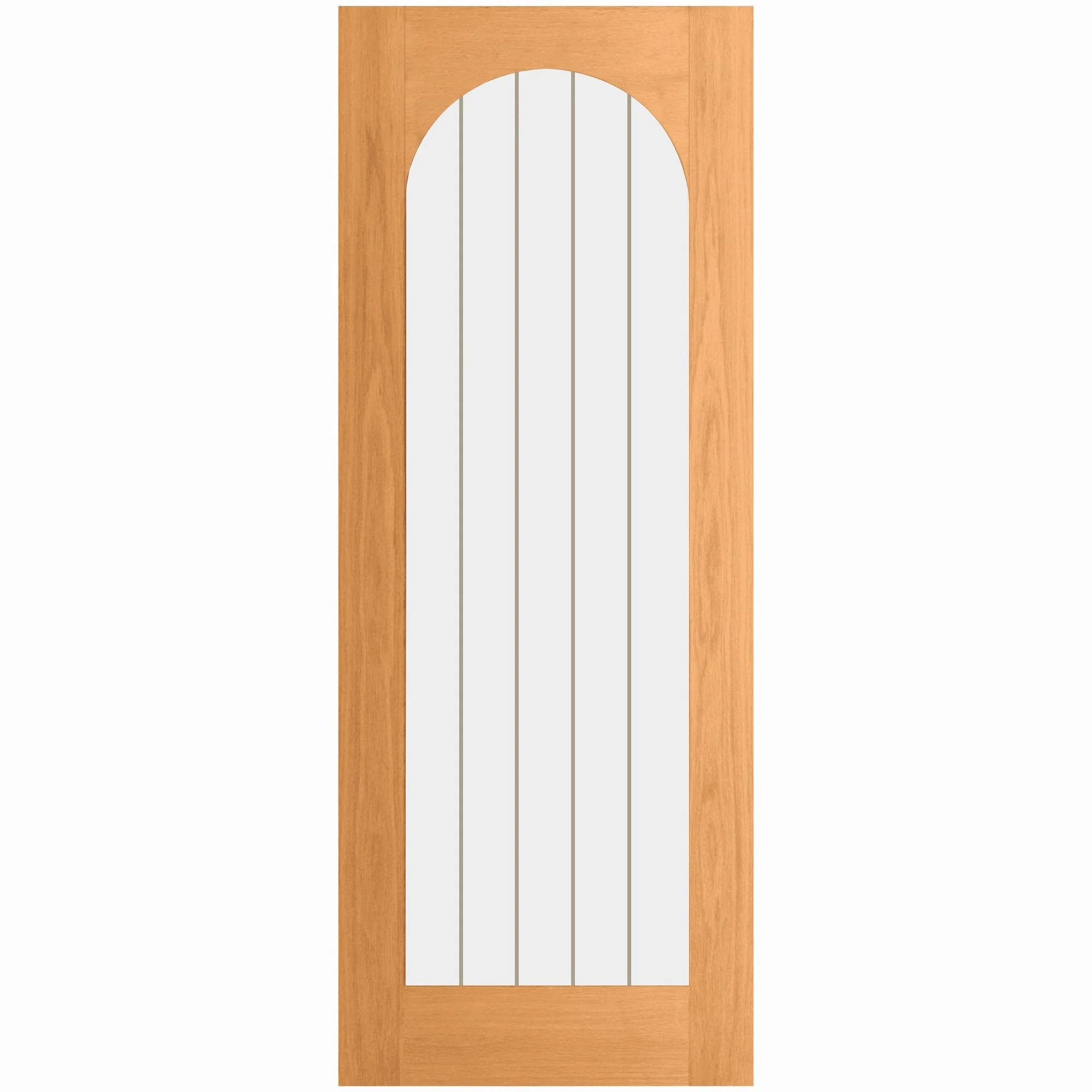 Oak Internal Fully Finished Farley Arched Square Top 1 Light Obscure Lined Clear Glass Double Door - Image 2