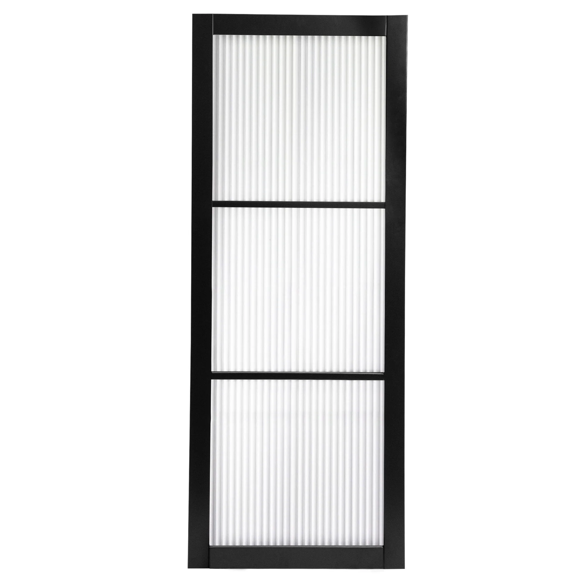 Jet Black Internal Fully Finished 3 Light Reeded Glass Industrial Studio Double Door - Image 2