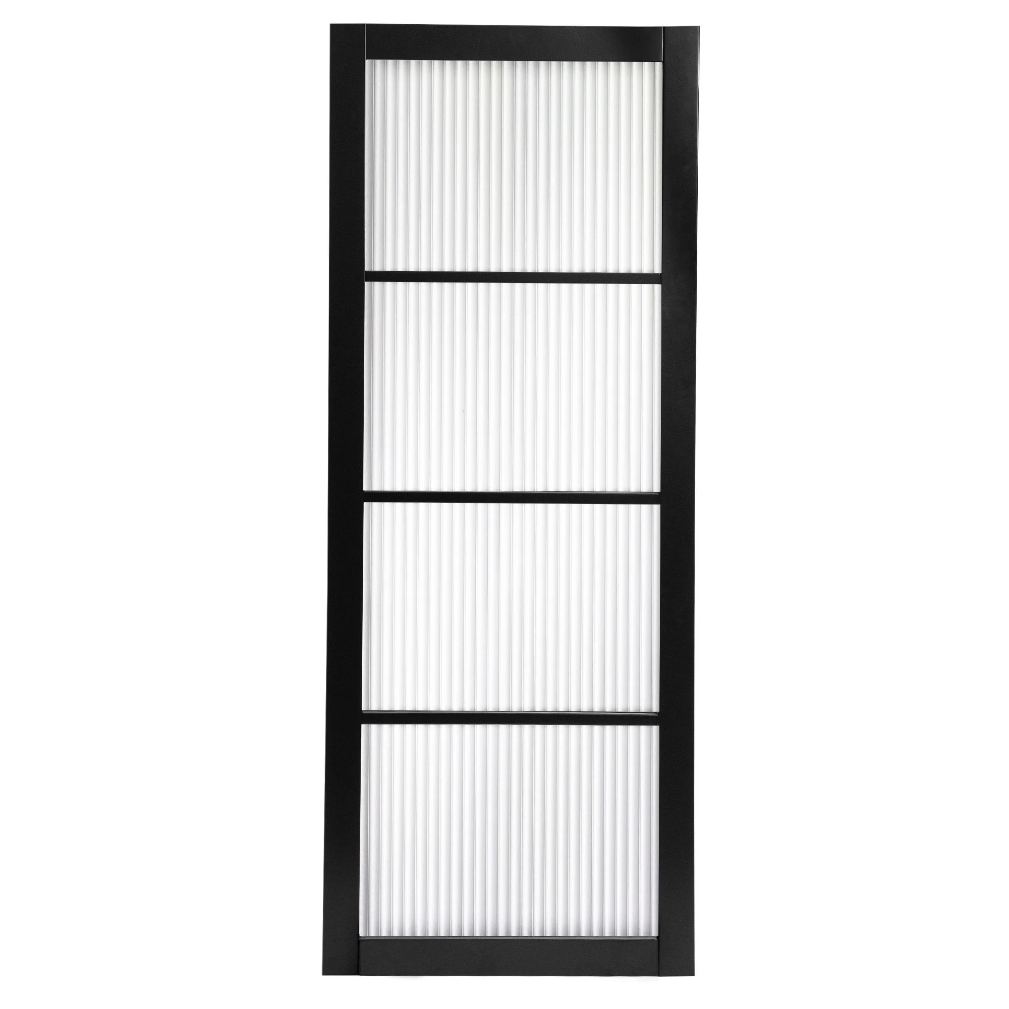 Jet Black Internal Fully Finished 4 Light Reeded Glass Industrial Studio Double Door - Image 2