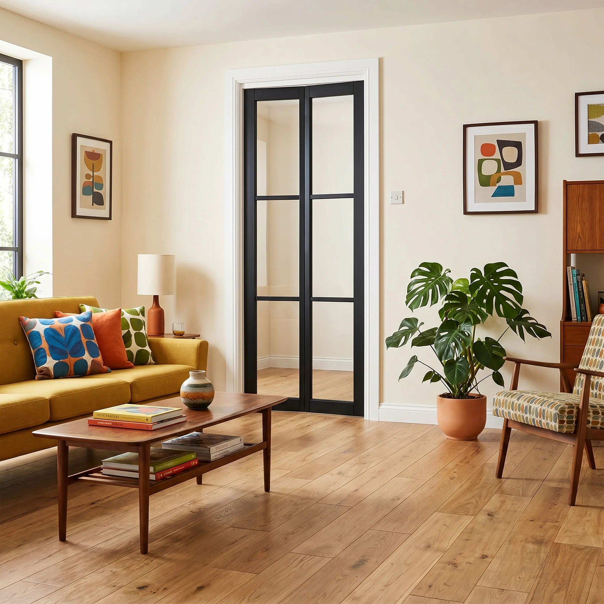 Jet Black Internal Fully Finished Industrial Studio 3 Light Clear Glass Bi-fold Door - Image 4