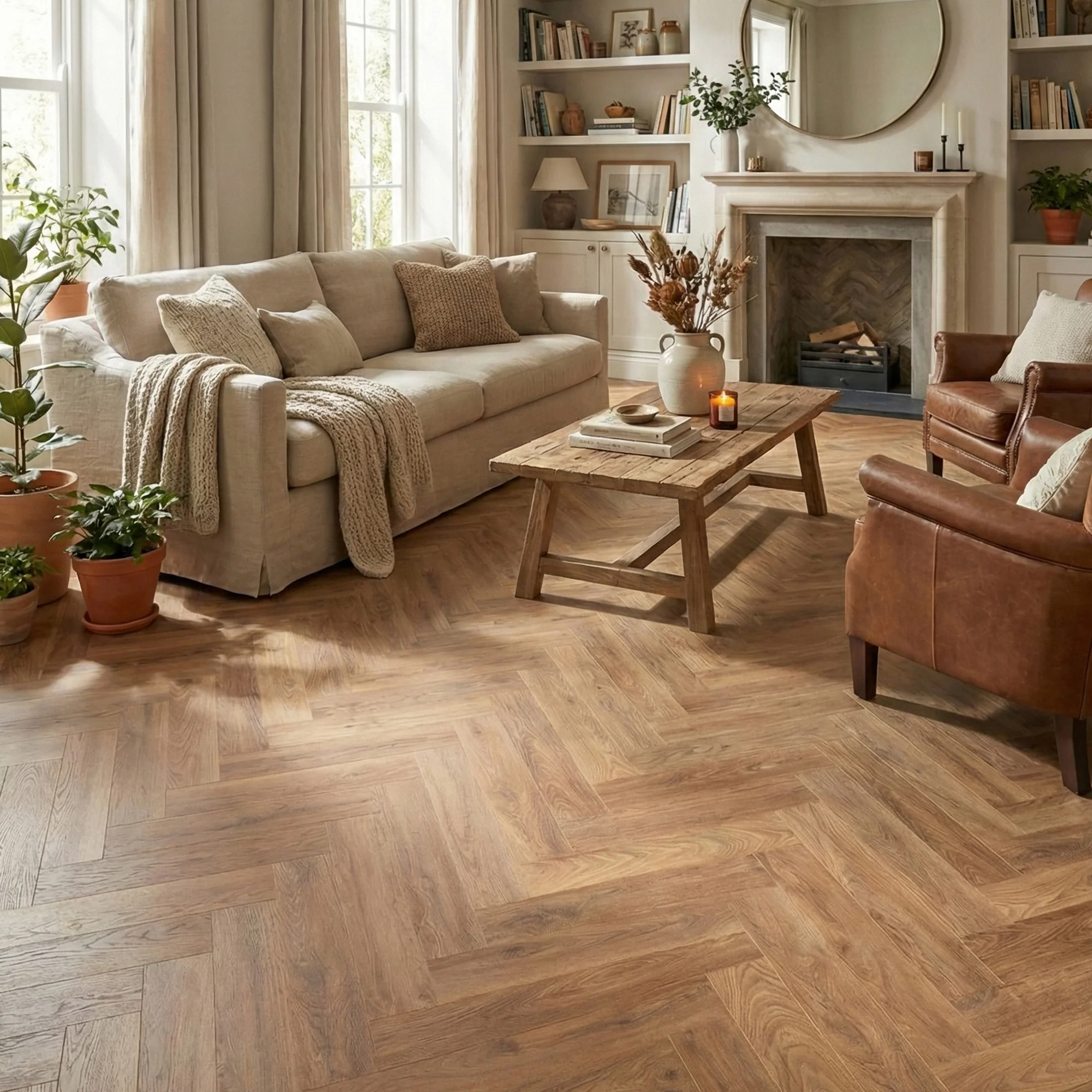 Firebrand Oak - Herringbone 8mm Laminate Flooring