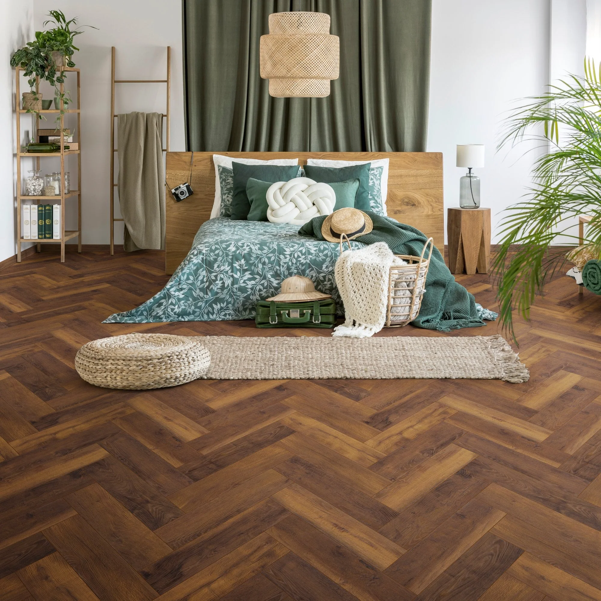 Laguna Oak - Herringbone 8mm Laminate Flooring