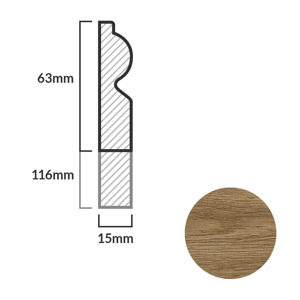 Dark oak - 2.4m Torus Laminate Skirting Board - Image 3