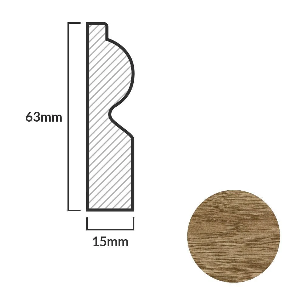 Dark oak - 2.4m Torus Laminate Skirting Board - Image 5