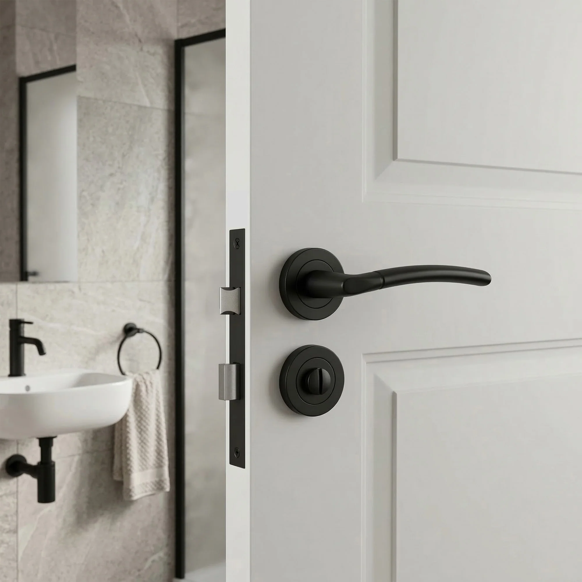 Nemo Internal Privacy Lever Door Handle Set - Matt Black - Image 2