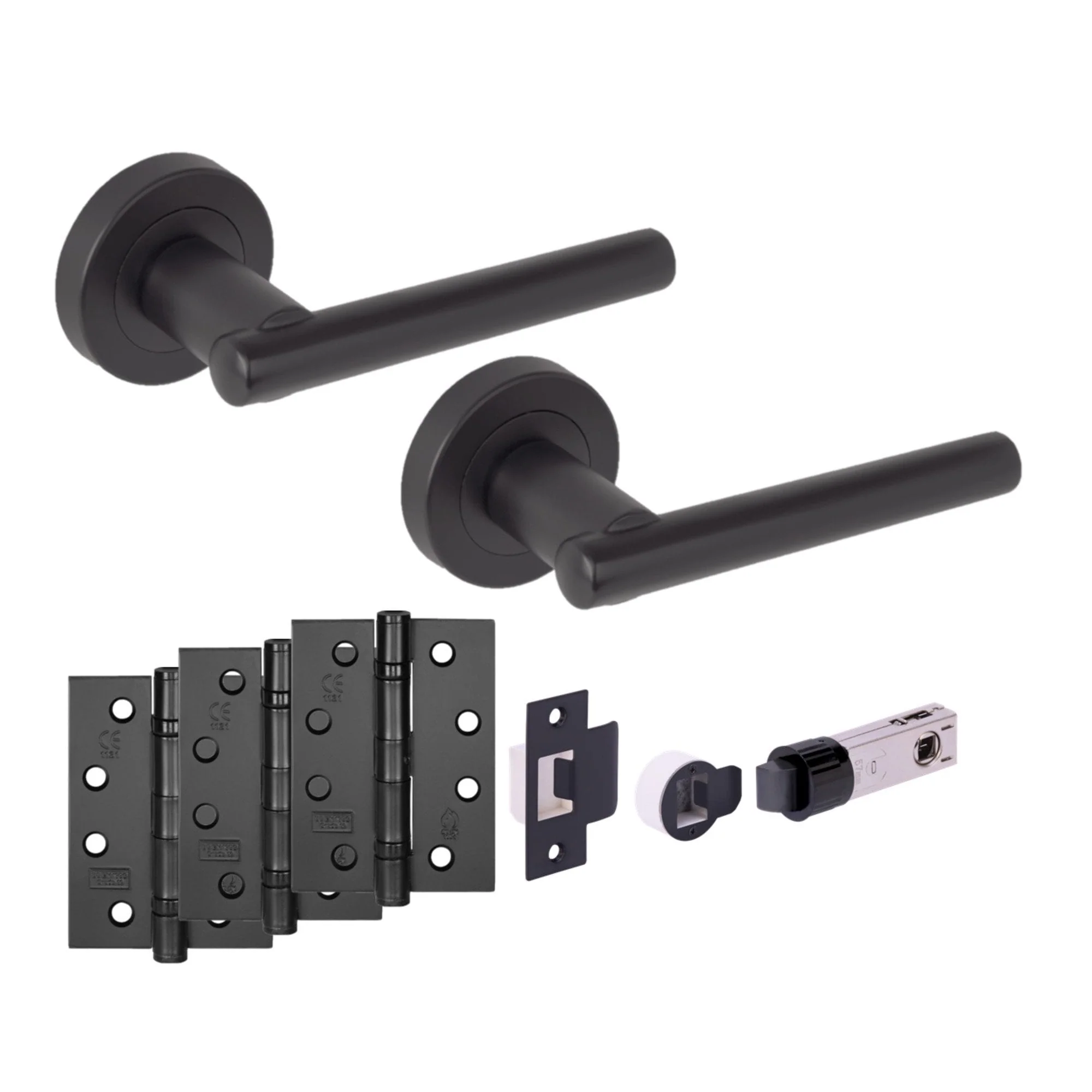 Solus Round Rose Lever Fire Rated Handle Set - Matt Black