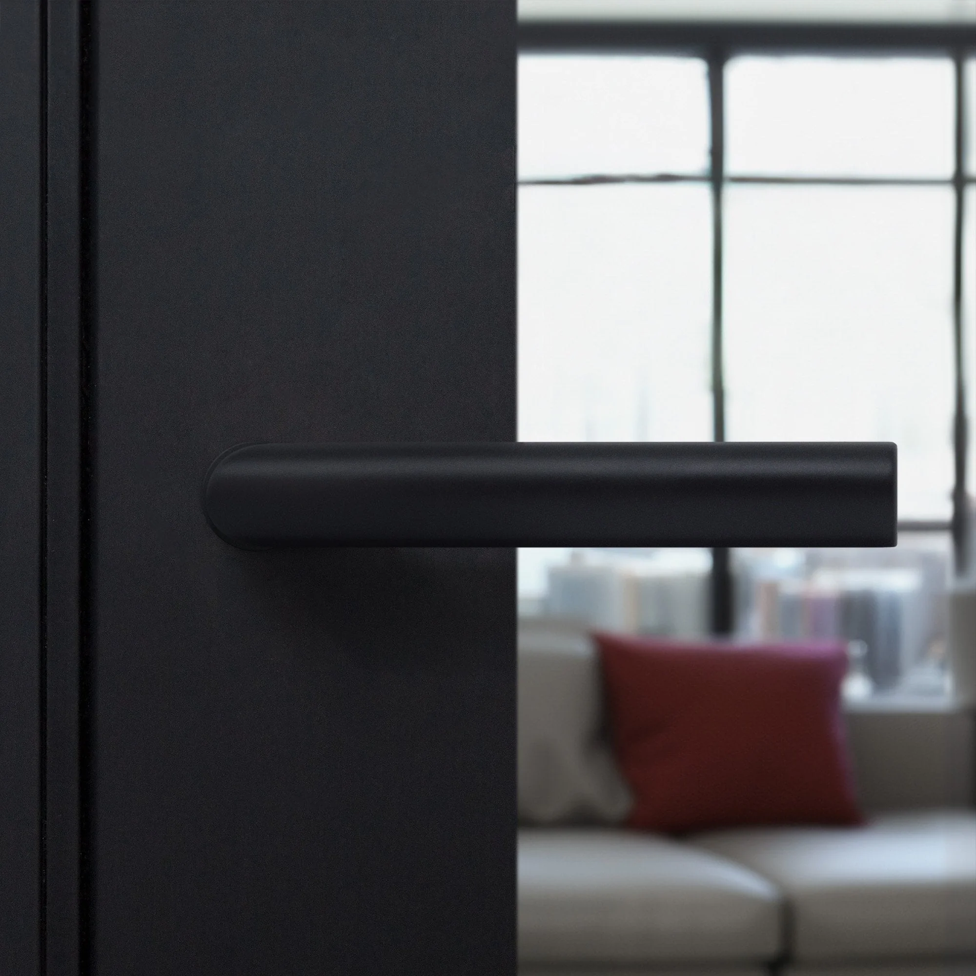 Studio Industrial Slim 102 Matt Black Lever Handle Pack with Magnetic Lock - Image 2