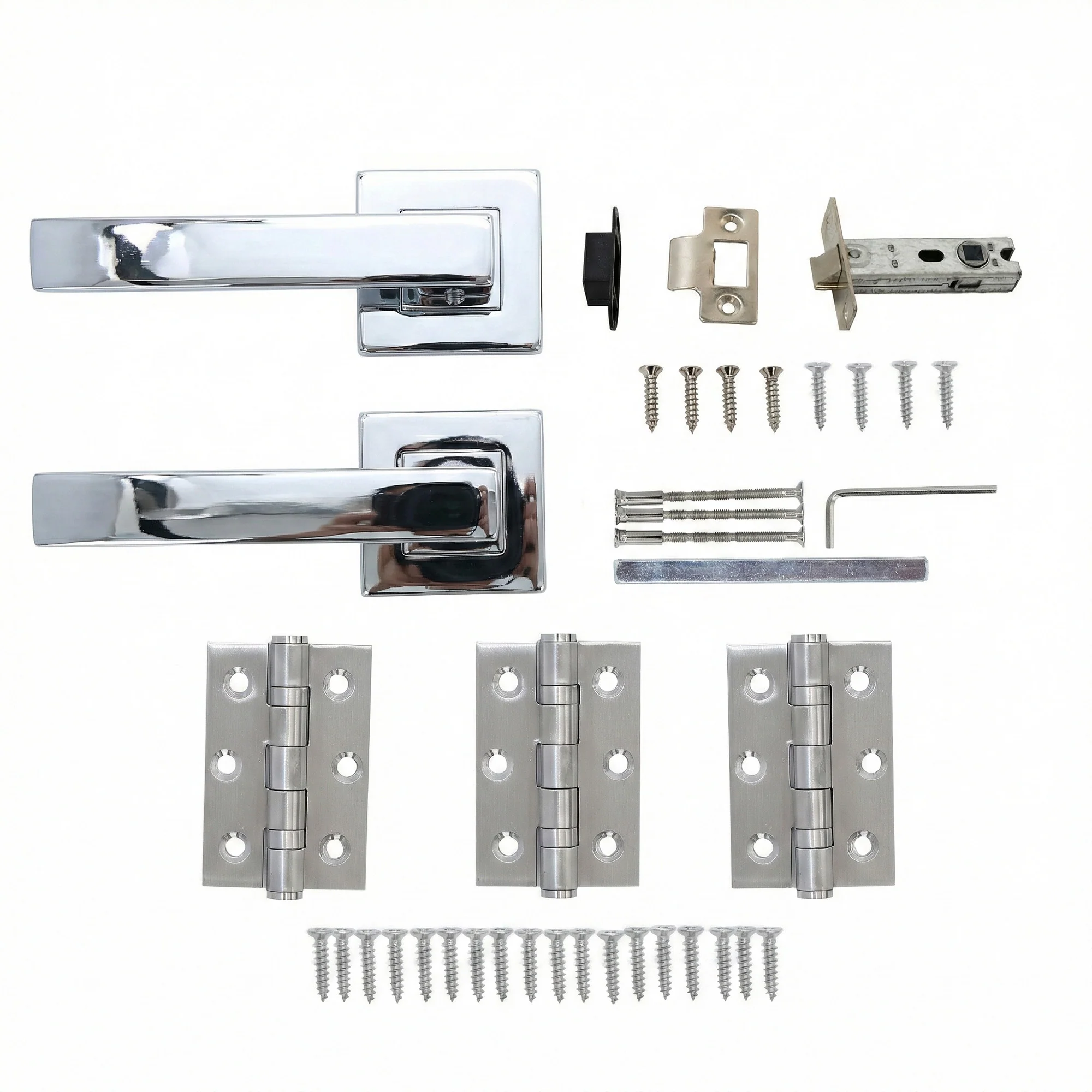 Superior Callisto Lever on Square Rose Handle Set - Polished Stainless Steel - Image 3
