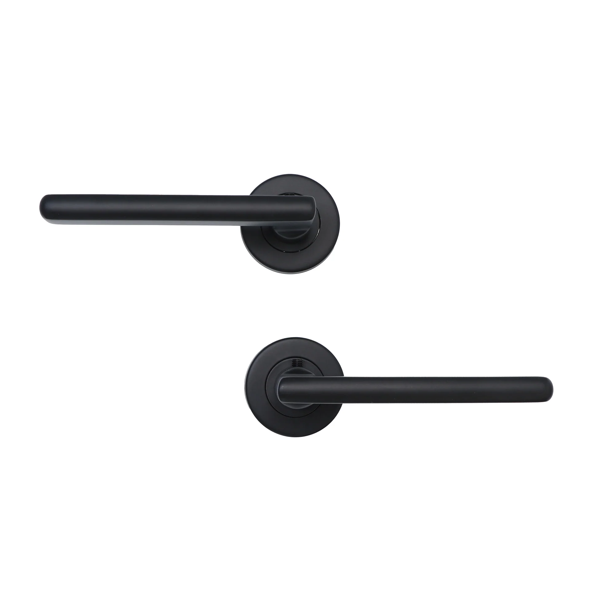 Superior Luna Lever on Round Rose Bathroom Handle Set - Matt Black - Image 5
