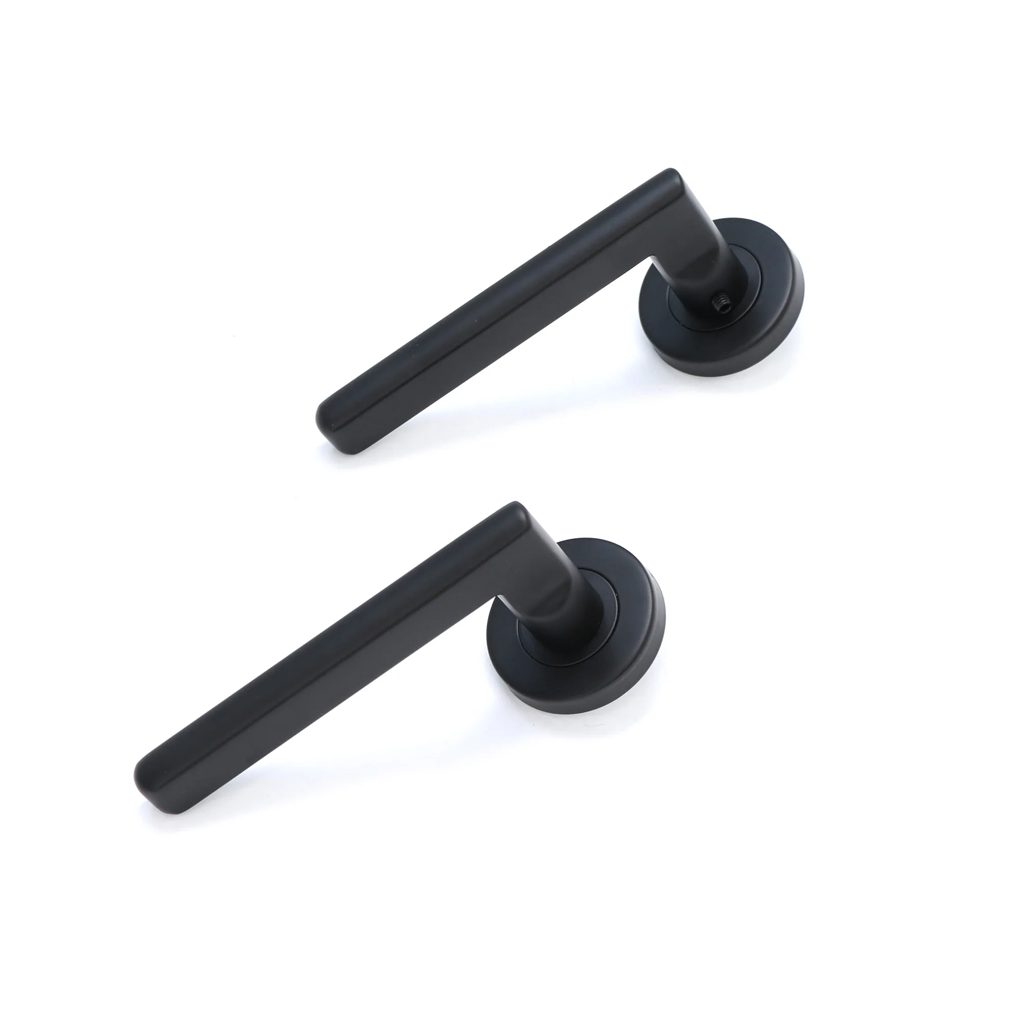 Superior Luna Lever on Round Rose Bathroom Handle Set - Matt Black - Image 6