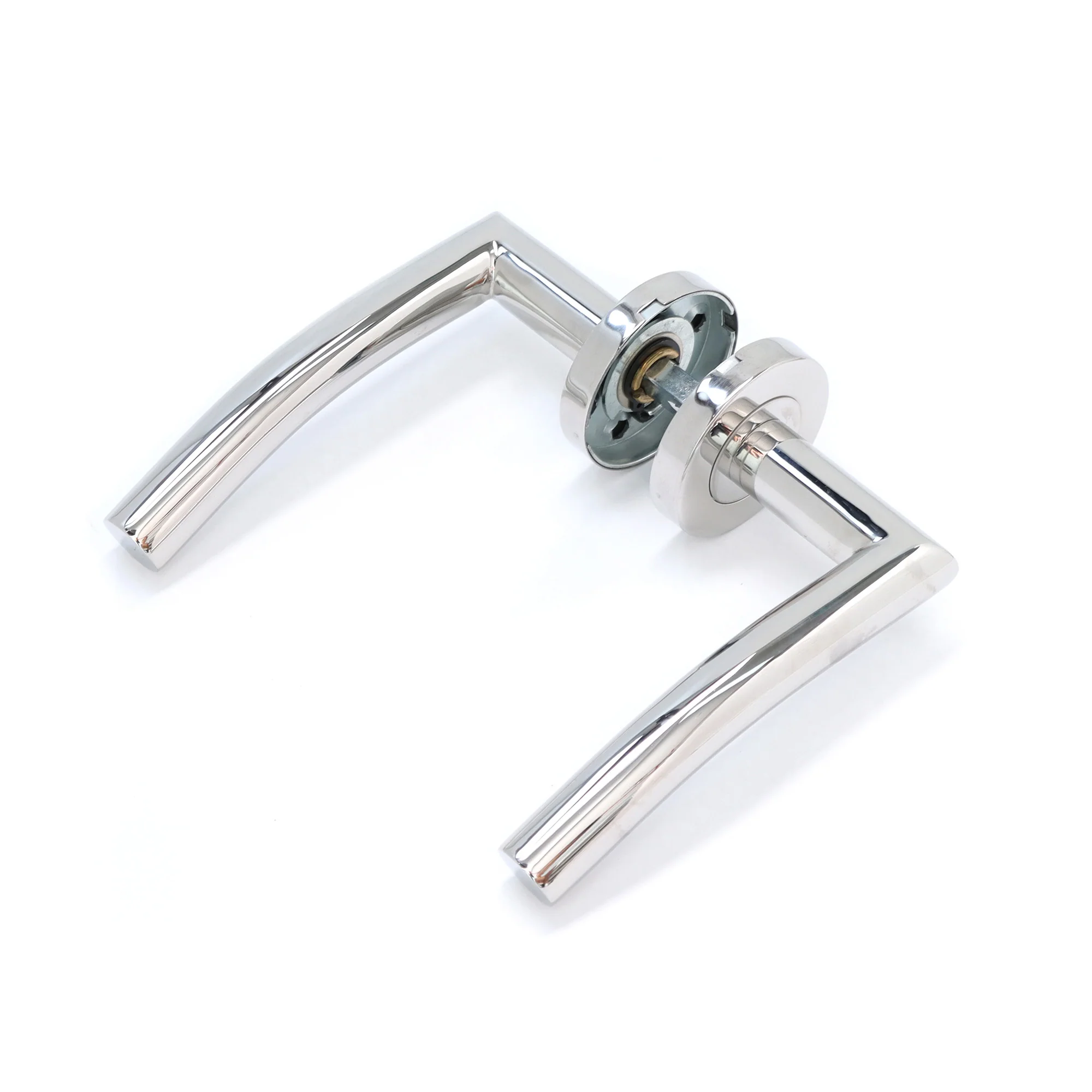 Superior Miranda Lever on Round Rose Handle Set - Polished Stainless Steel - Image 3