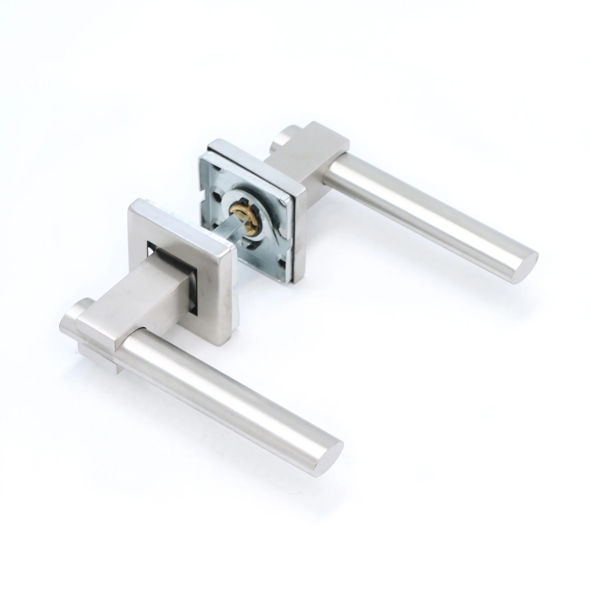 Superior Phobos Lever on Square Rose Bathroom Handle Set - Satin Stainless Steel - Image 3
