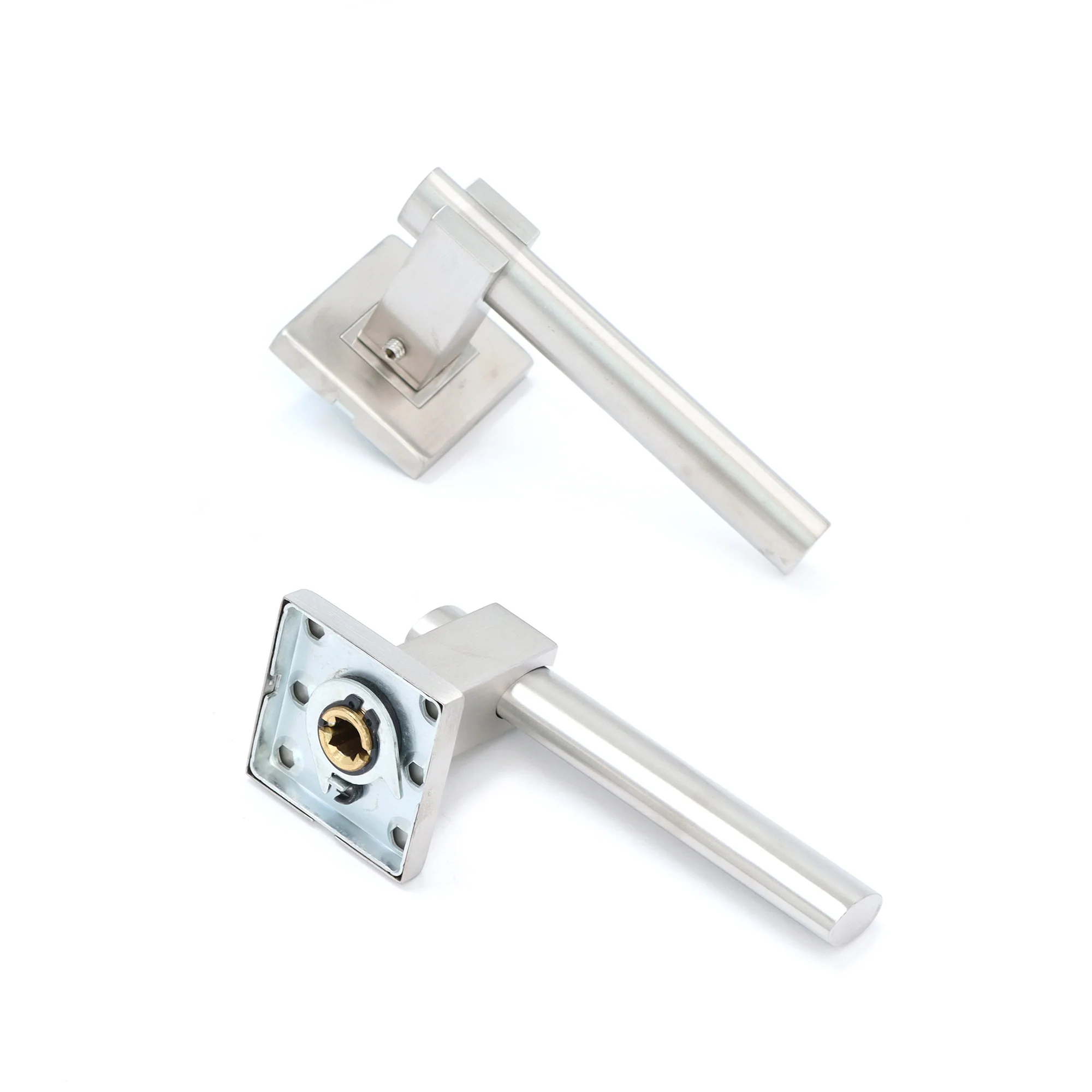Superior Phobos Lever on Square Rose Bathroom Handle Set - Satin Stainless Steel - Image 4