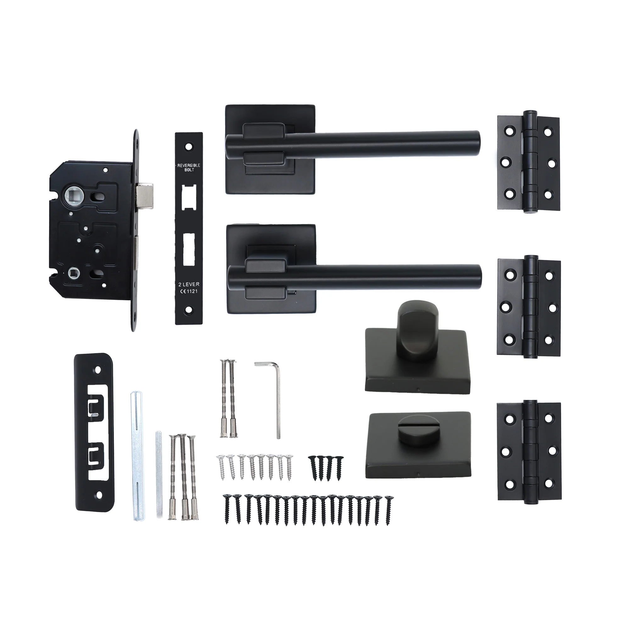 Superior Proxima Lever on Round Rose Bathroom Handle Set - Matt Black