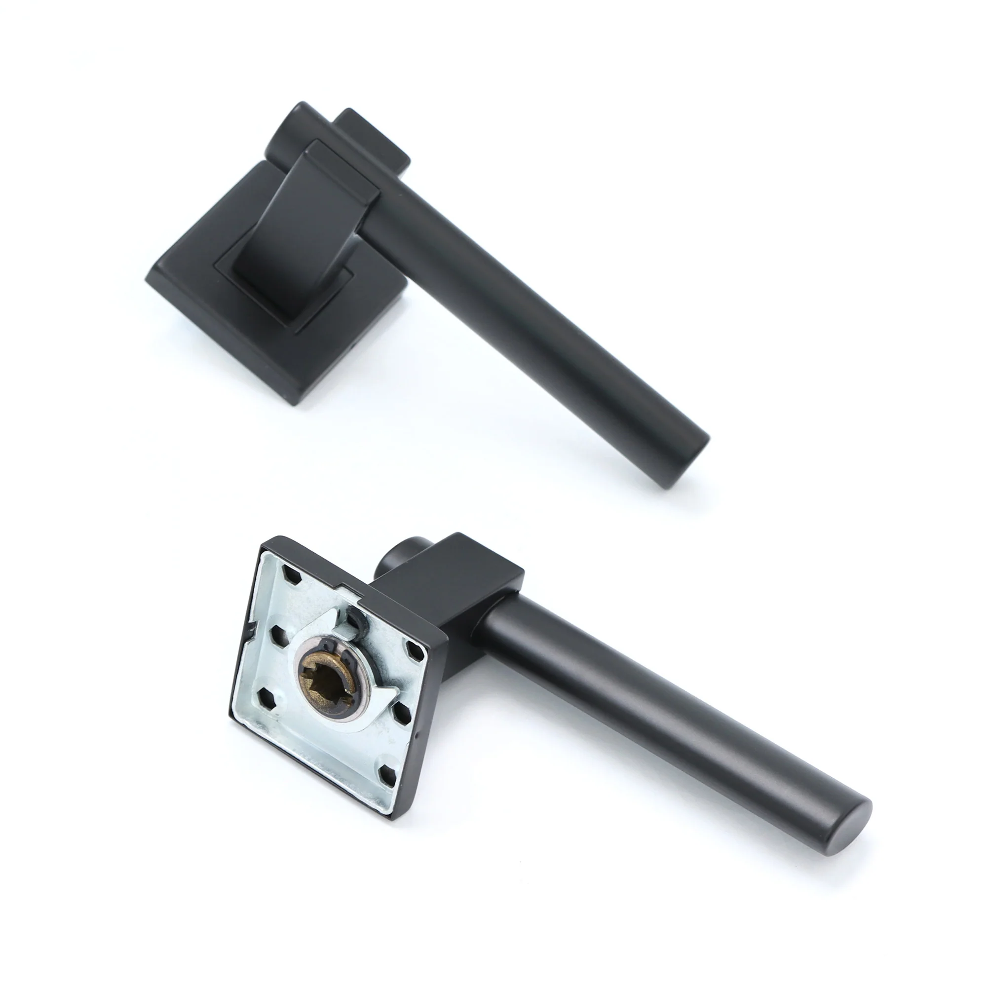 Superior Proxima Lever on Round Rose Bathroom Handle Set - Matt Black - Image 6