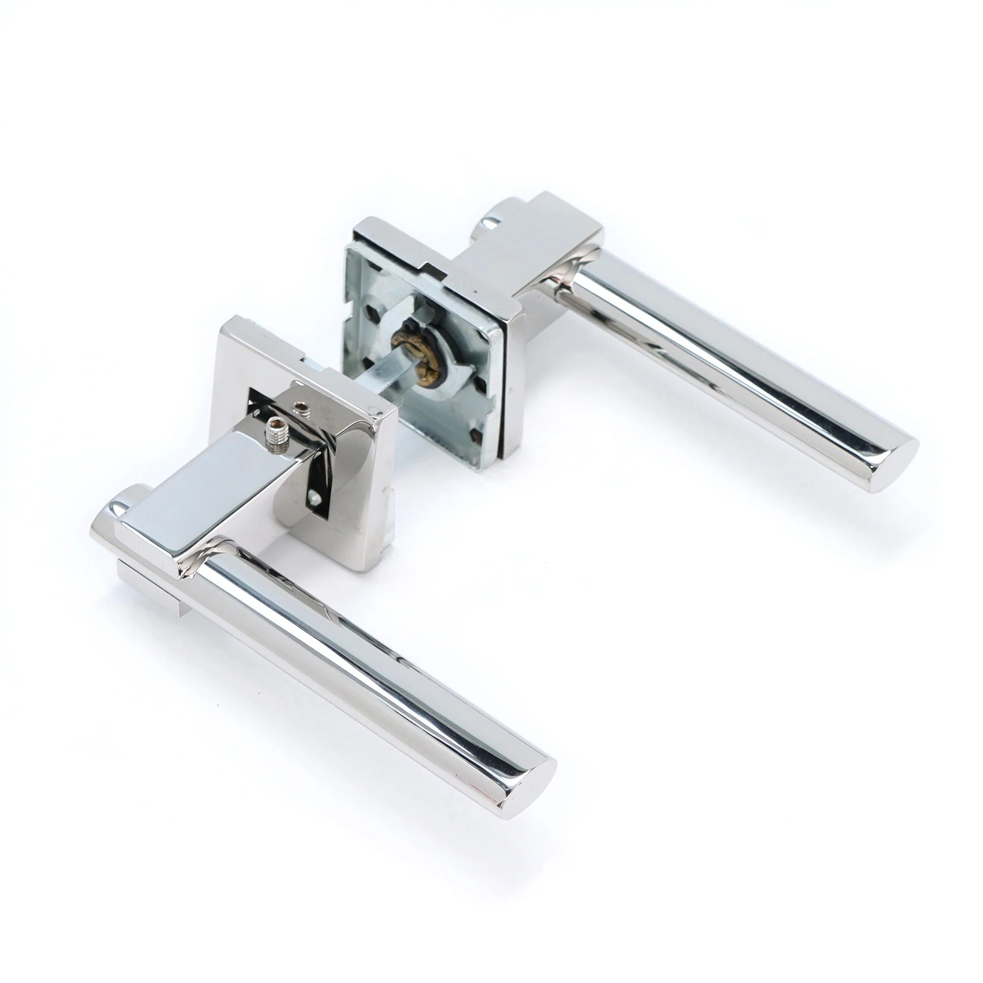 Superior Proxima Lever on Round Rose Bathroom Handle Set - Polished Stainless Steel - Image 2