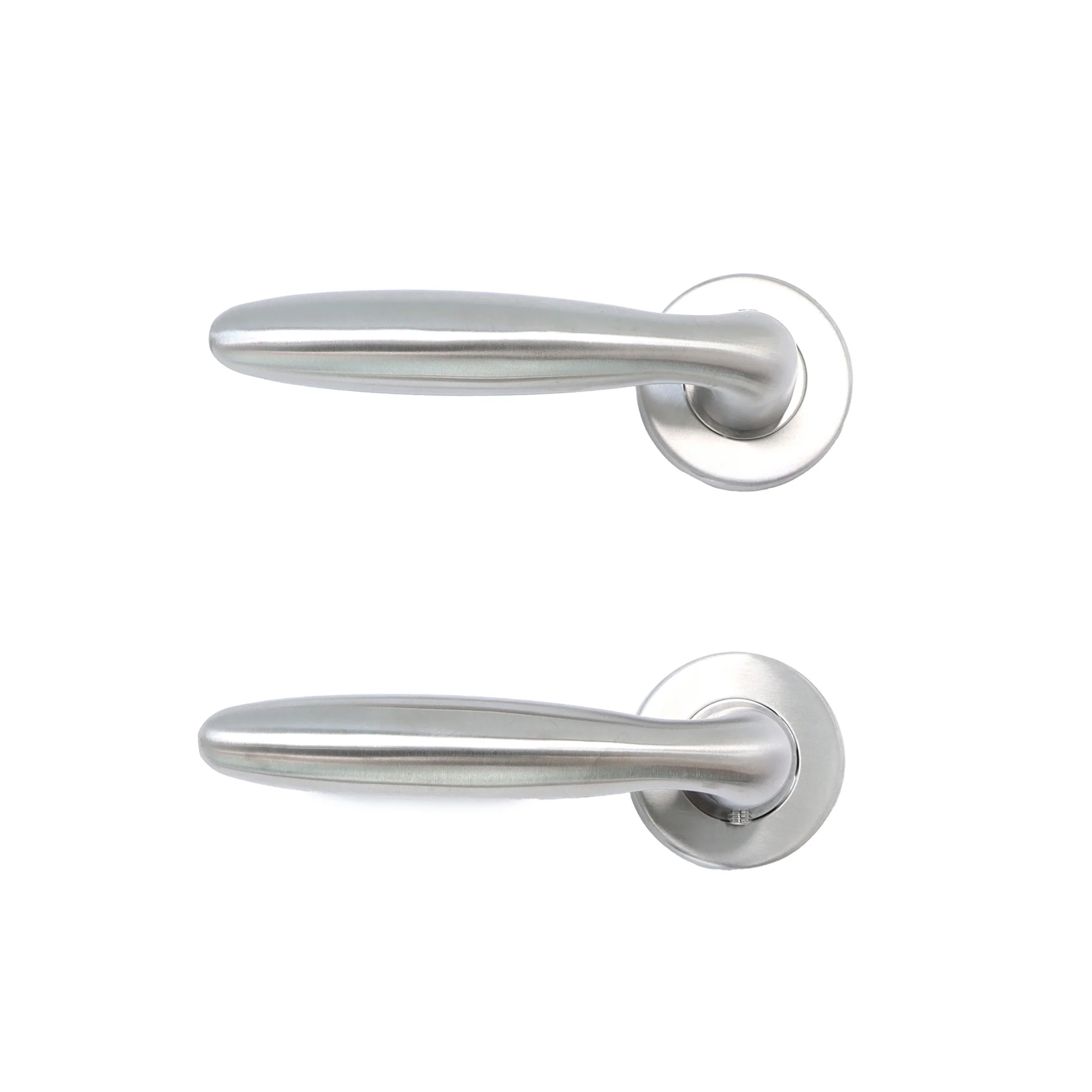 Superior Sirius Lever on Round Rose Bathroom Handle Set - Satin Stainless Steel - Image 3