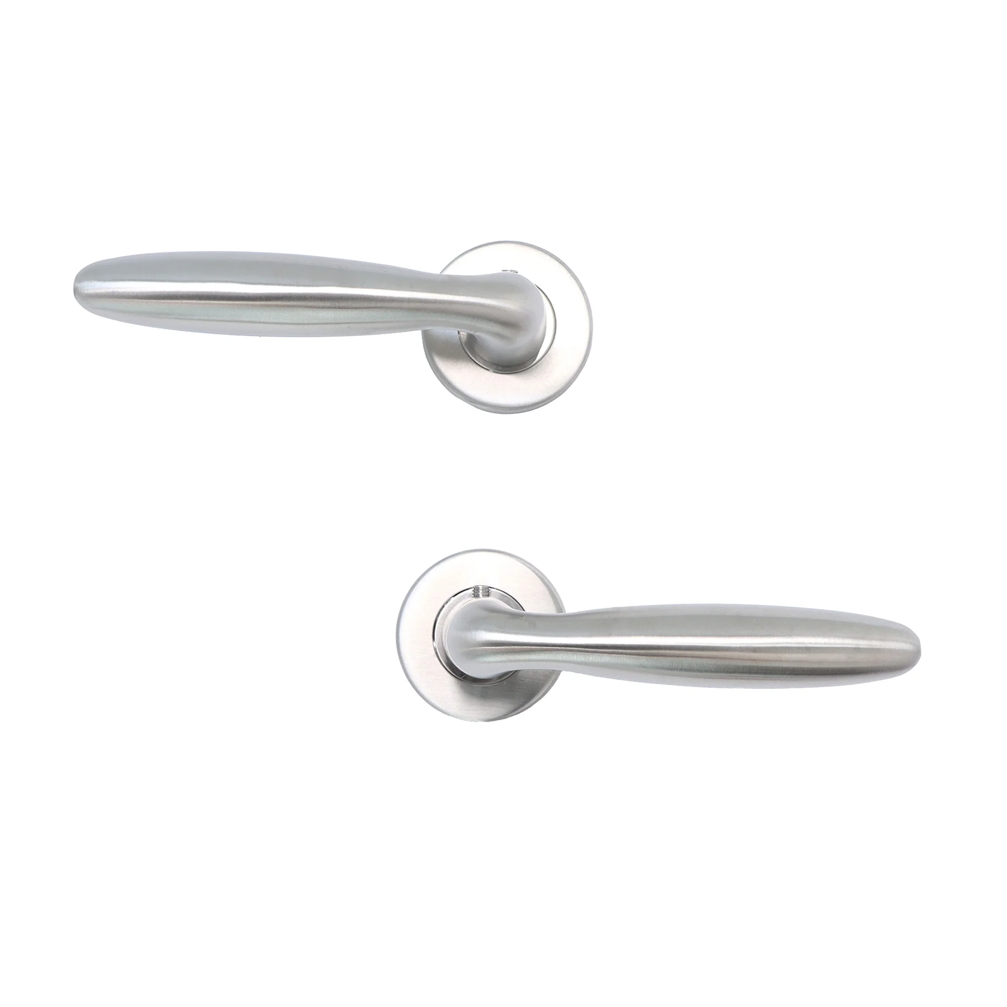 Superior Sirius Lever on Round Rose Bathroom Handle Set - Satin Stainless Steel - Image 5