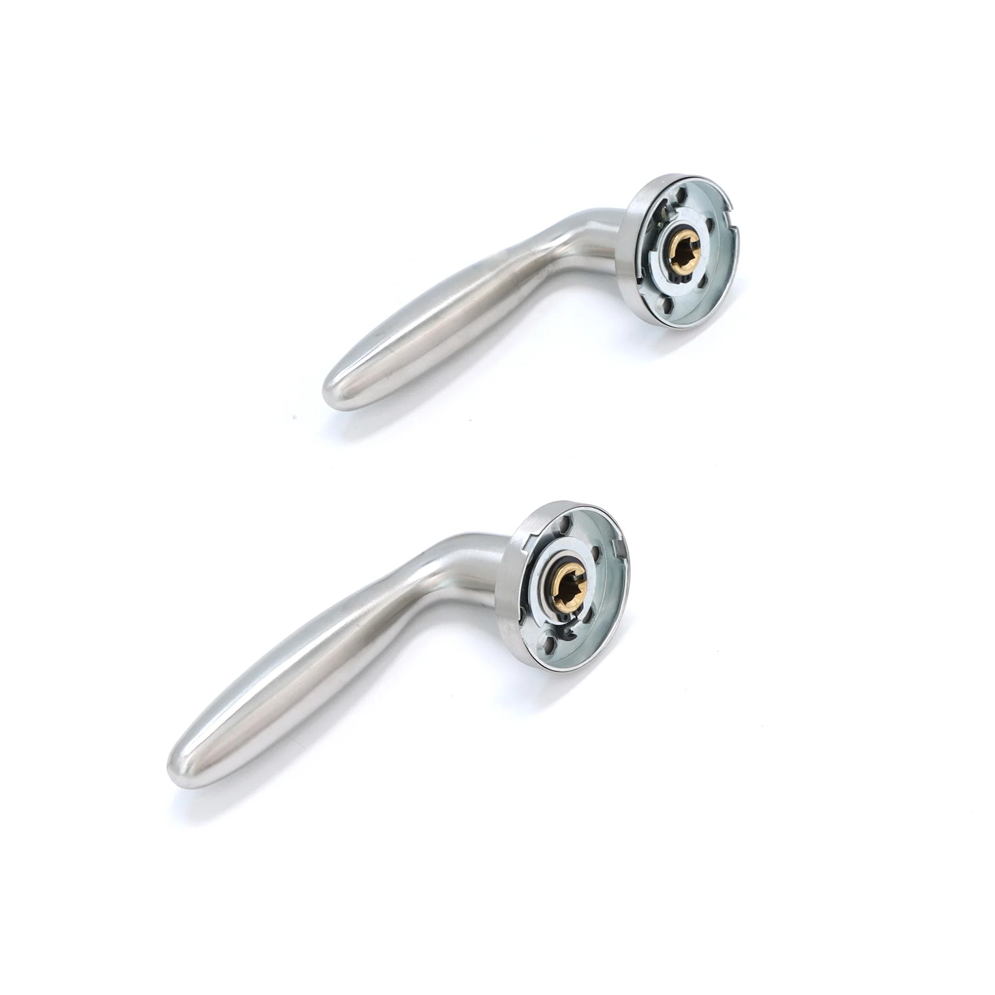 Superior Sirius Lever on Round Rose Bathroom Handle Set - Satin Stainless Steel - Image 6