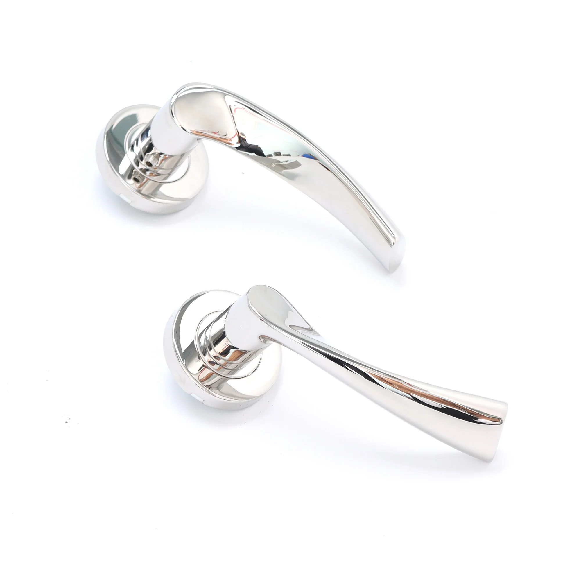 Superior Vega Lever on Round Rose Bathroom Handle Set - Polished Stainless Steel - Image 4