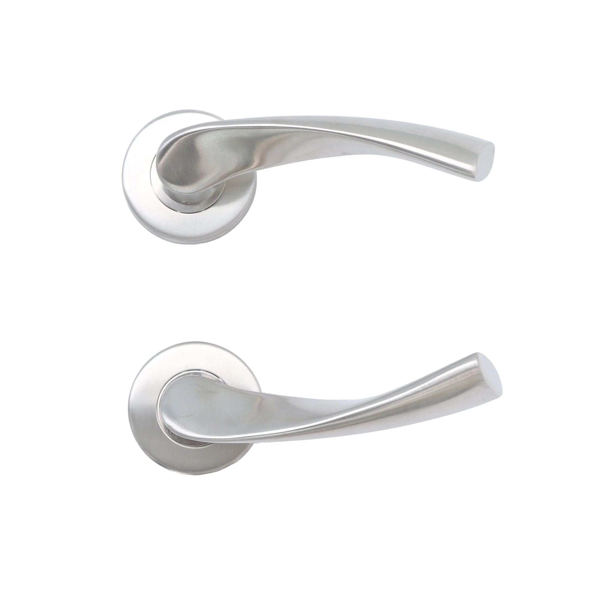 Superior Vega Lever on Round Rose Bathroom Handle Set - Satin Stainless Steel - Image 3
