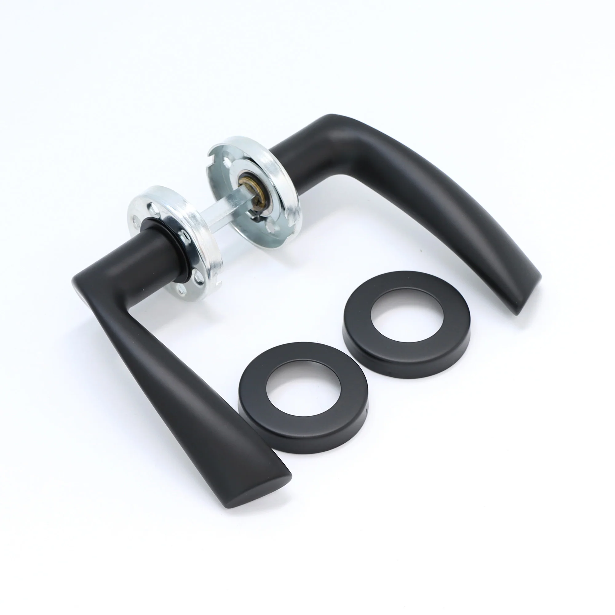 Superior Vega Lever on Round Rose Handle Set - Matt Black - Image 2