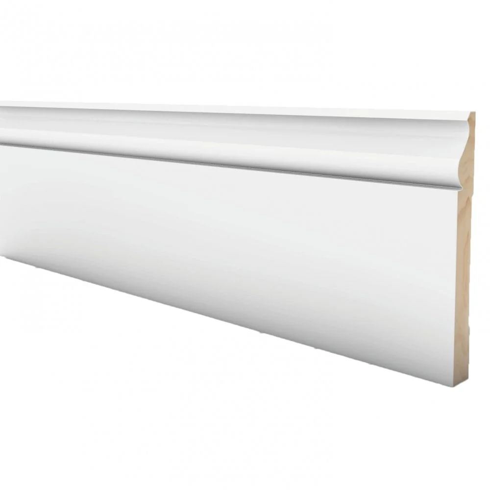 2.4m White Painted Decorative Skirting Board 14mm x 133mm