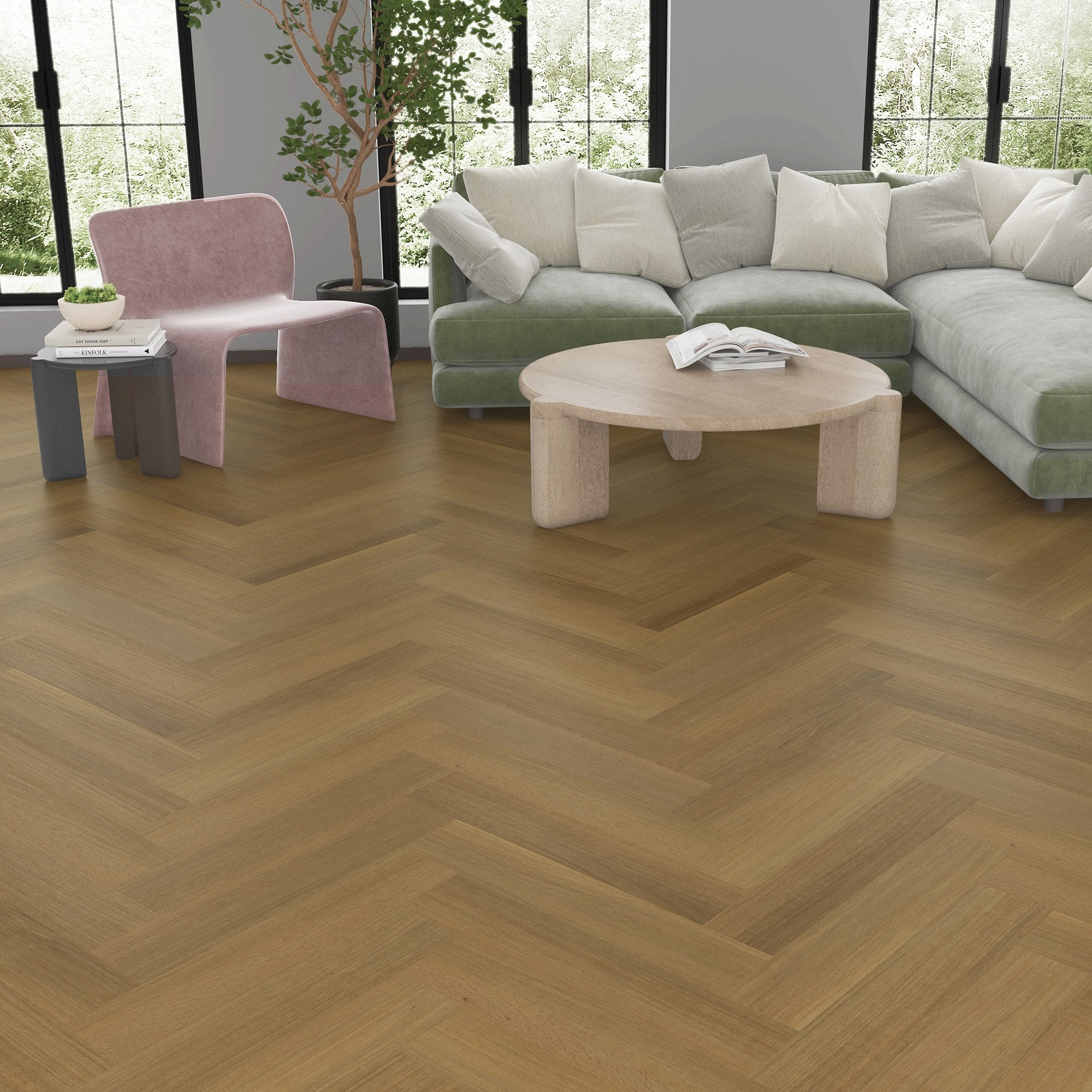 Brampton Oak - Prime Herringbone 5mm Purecoat Rigid Core Vinyl Flooring