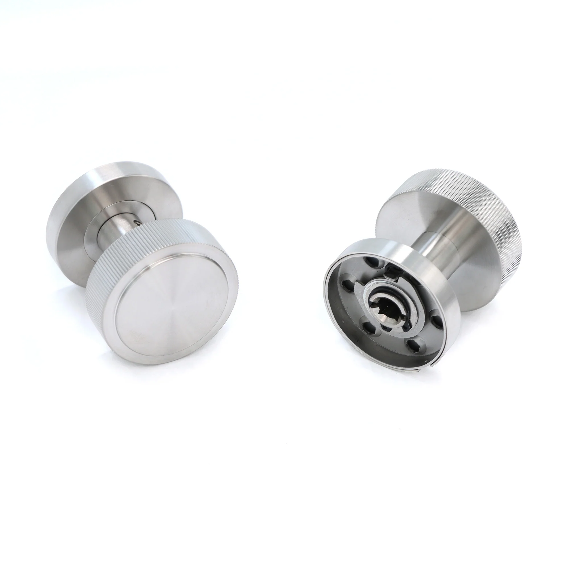 Fluted Round Rose Door Knob Set - Satin Stainless Steel - Image 5