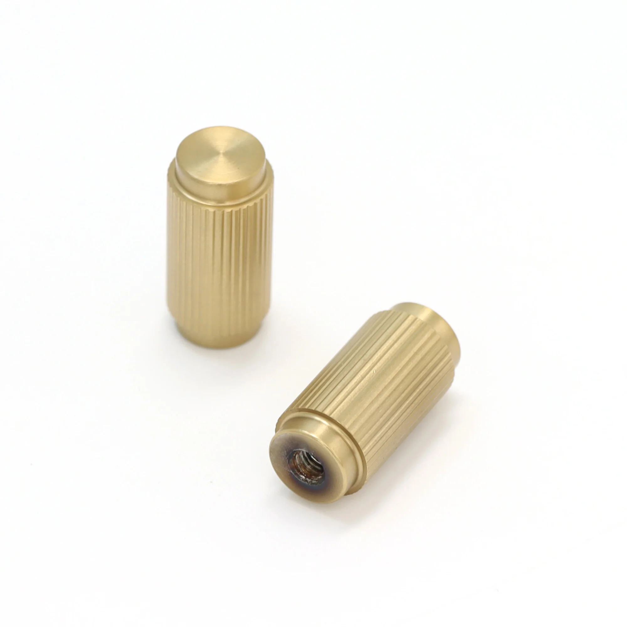 Fluted Small Round Cabinet Door Knob - Satin Gold - Image 2