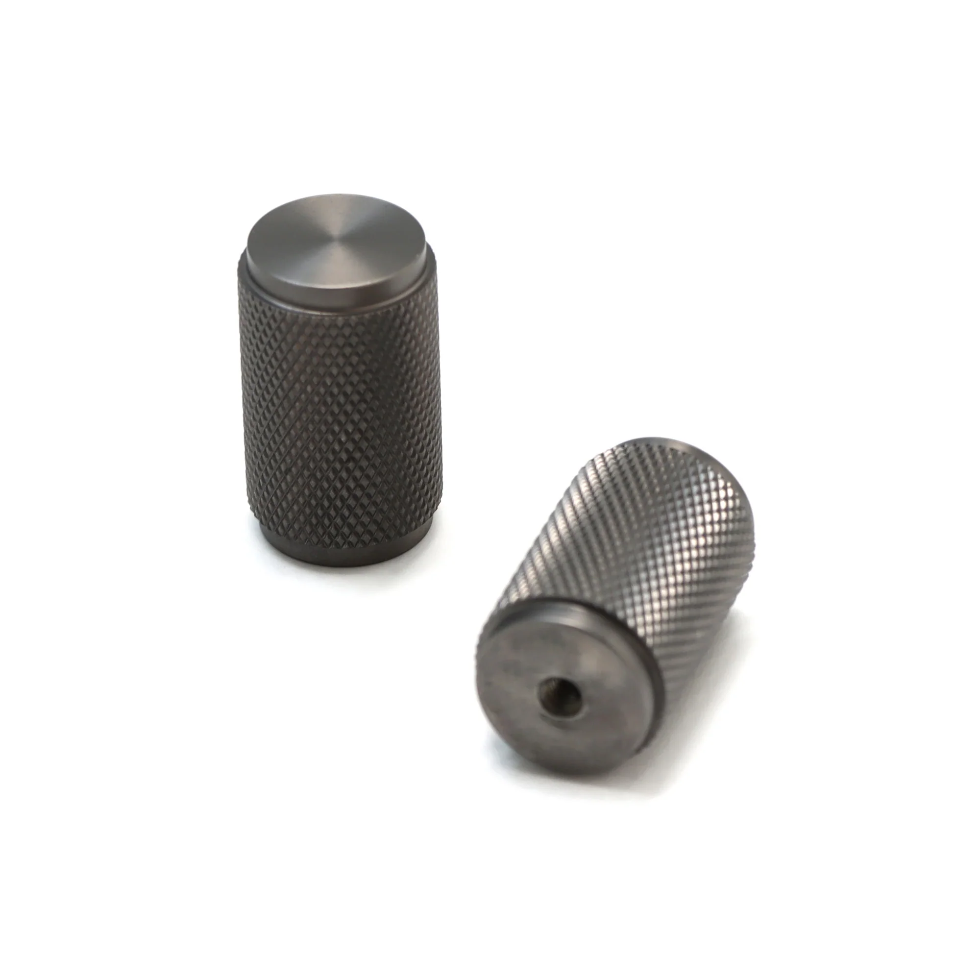 Knurled Large Round Cabinet Door Knob - Gun Metal - Image 2