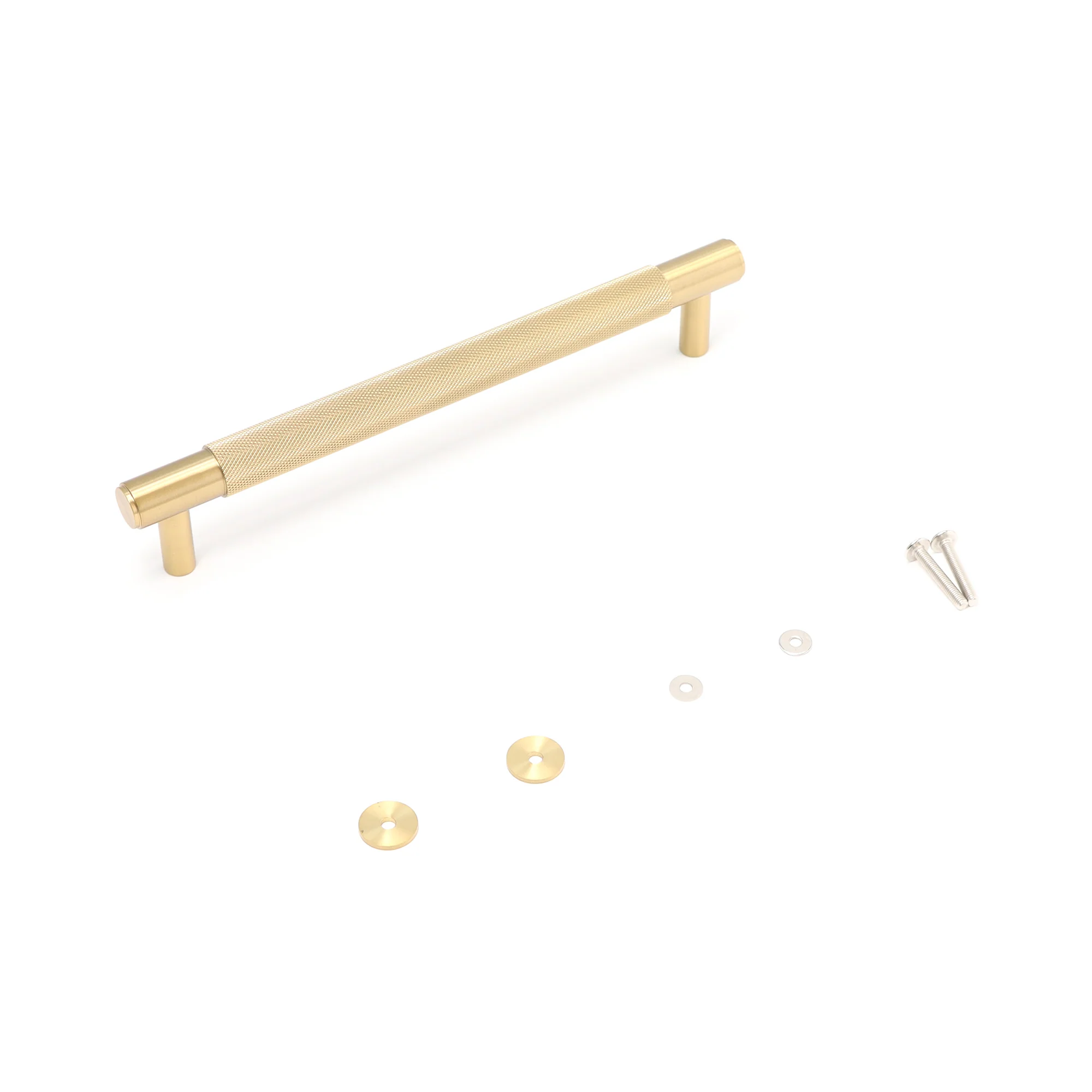 Knurled Medium Round T-Bar Pull Handle - Satin Gold - Image 4
