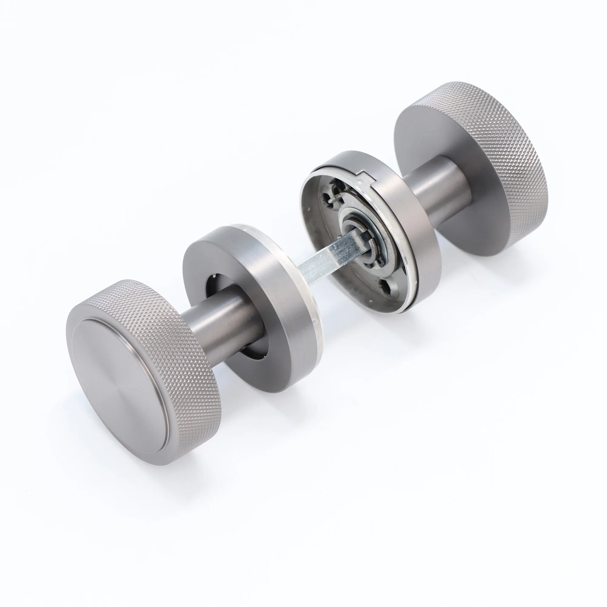 Knurled Round Rose Door Knob Set - Gun Metal - Image 3