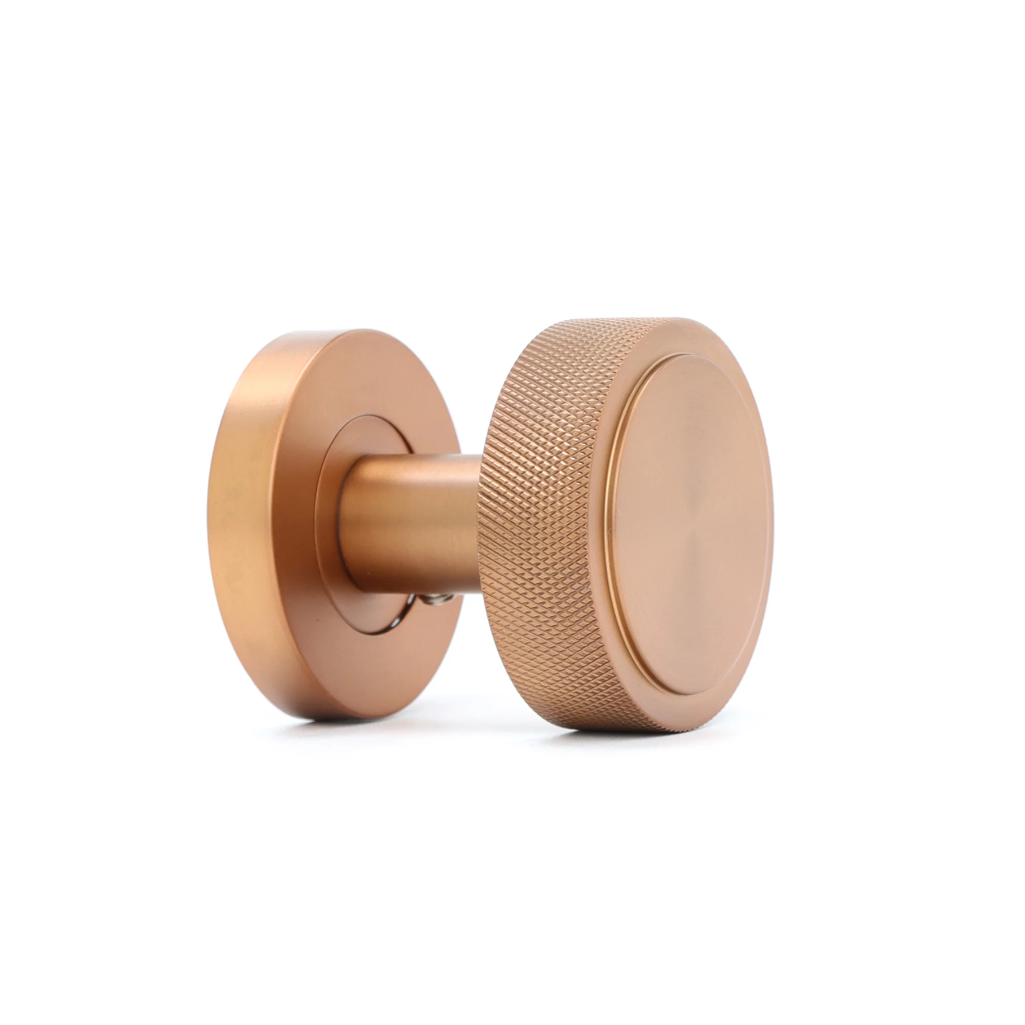 Knurled Round Rose Door Knob Set - Rose Gold - Image 5